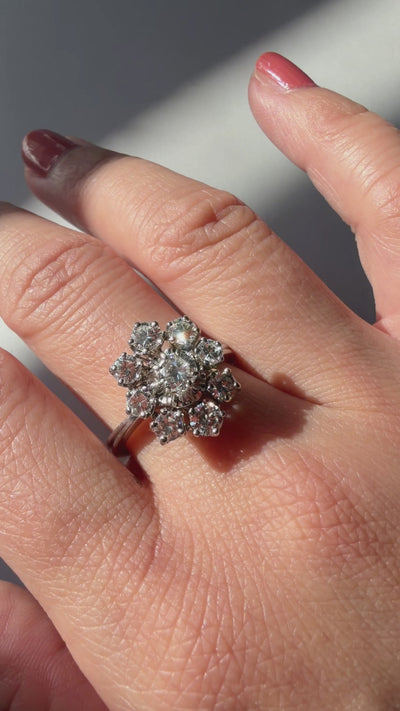 French Vintage 18K white gold 1.25ct diamond ring