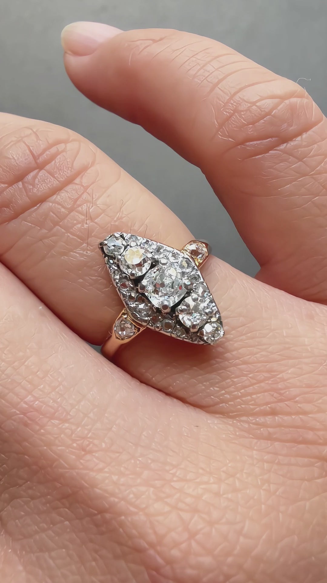 Antique French work 18K gold Diamond Ring 0.75 Carat 