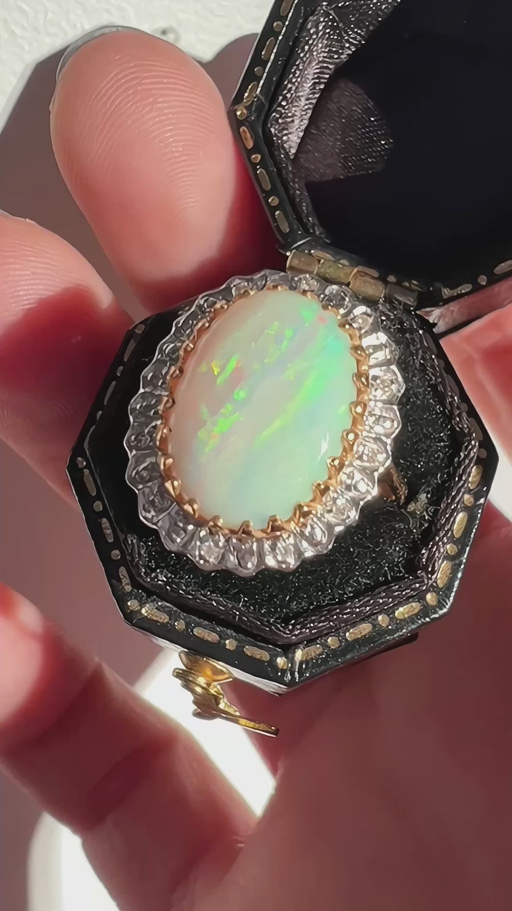 white gold opal diamond ring