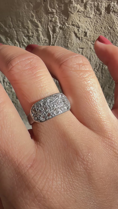 French Art Deco 18k platinum diamond ring