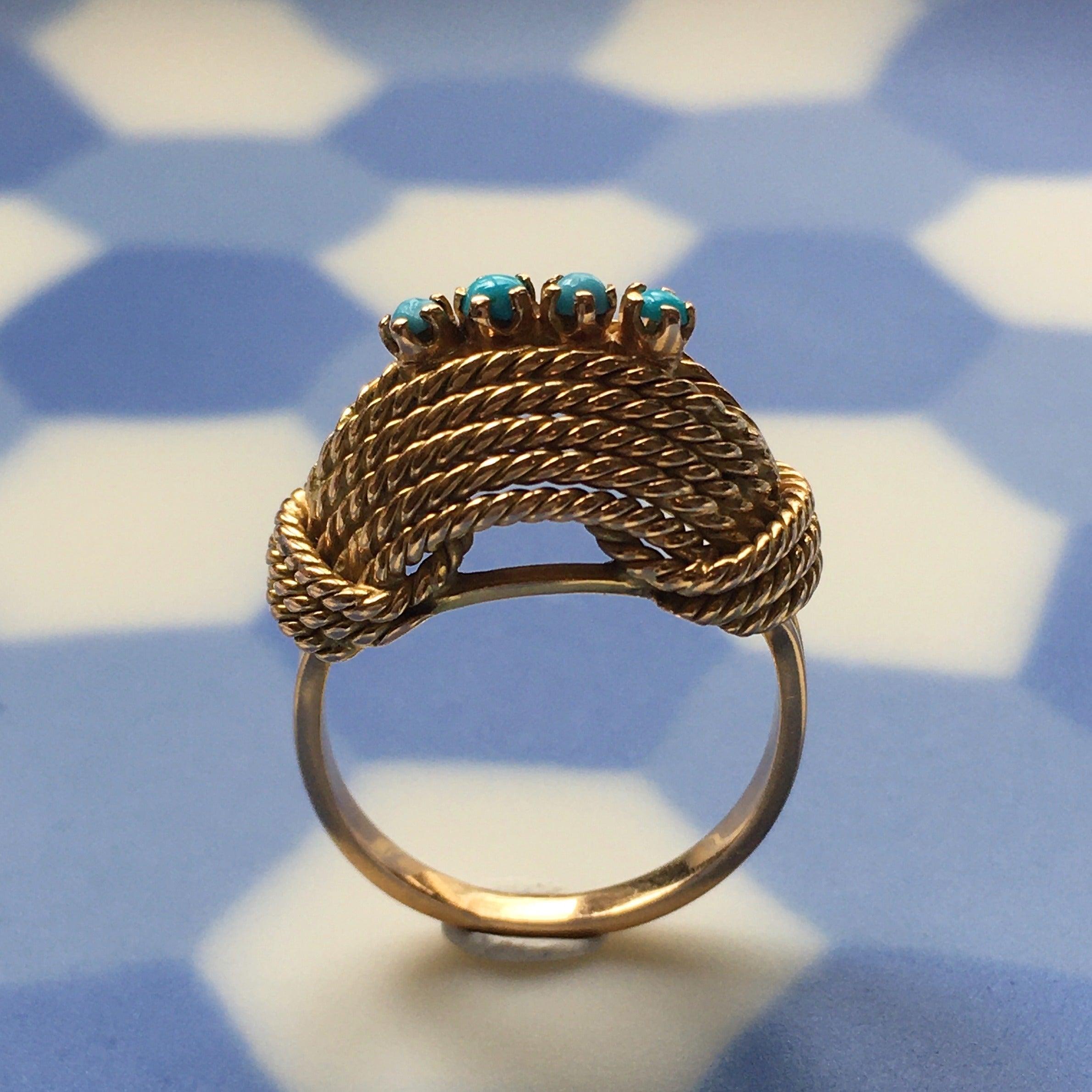 18K gold Turquoise Dome Ring - Curiously timeless