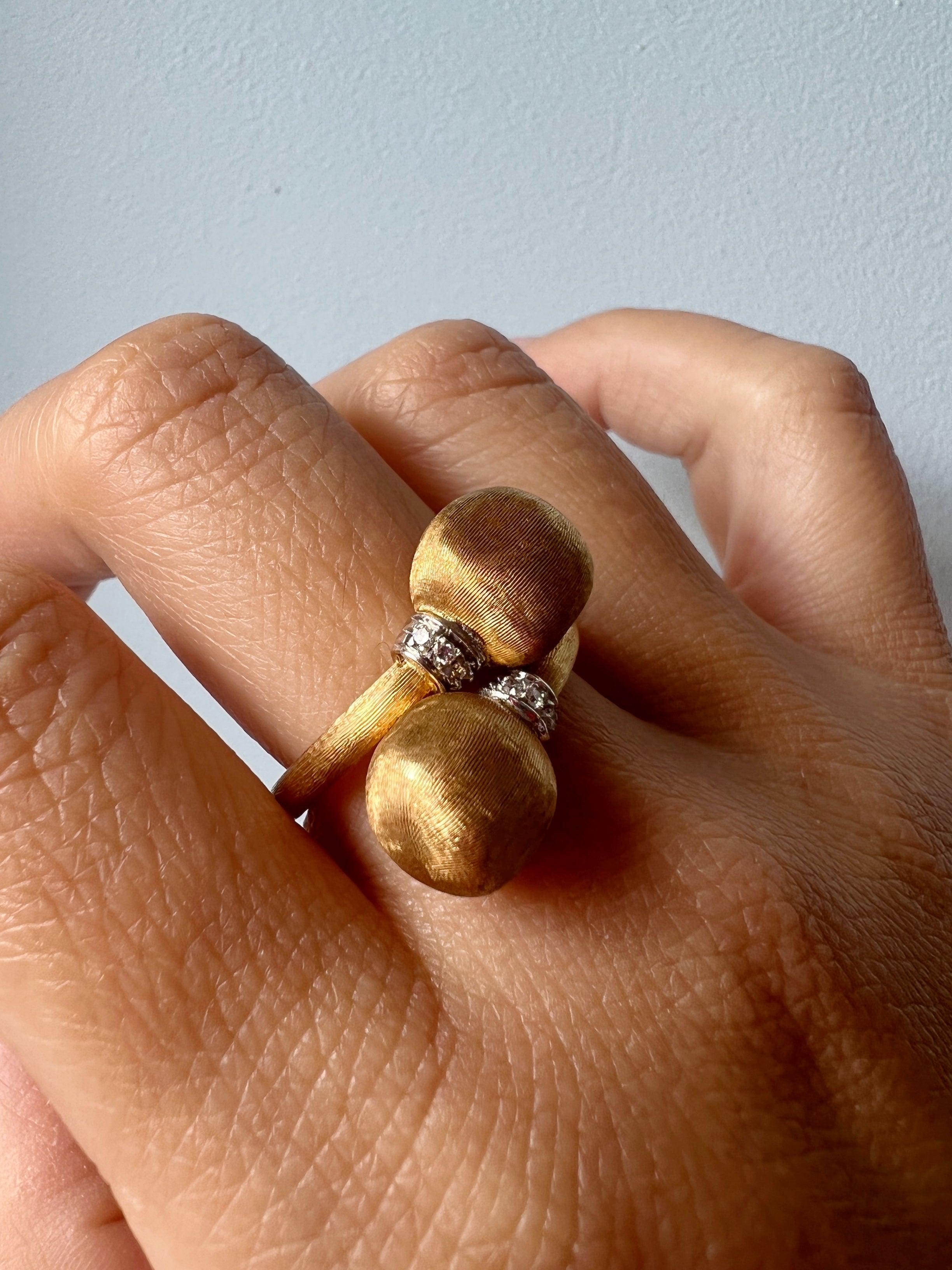 18k yellow gold sphere diamond ring by Marco Bicego, collection “Africa” - Curiously timeless