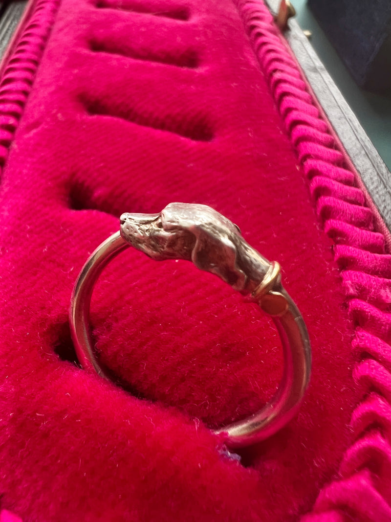 Rare vintage Arthus Bertrand Sterling Silver and gold dog ring