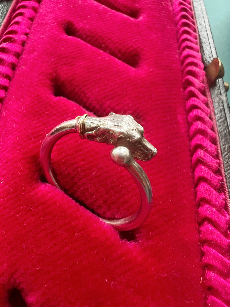 Rare vintage Arthus Bertrand Sterling Silver and gold dog ring