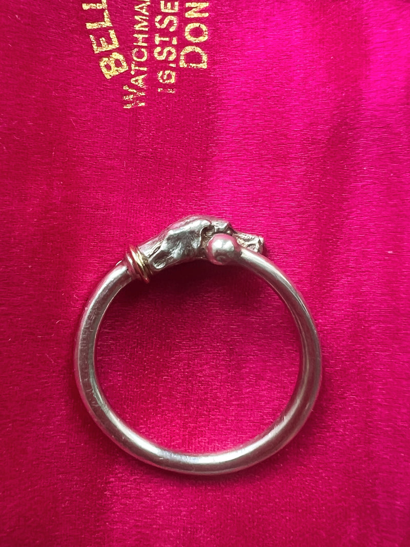 Rare vintage Arthus Bertrand Sterling Silver and gold dog ring