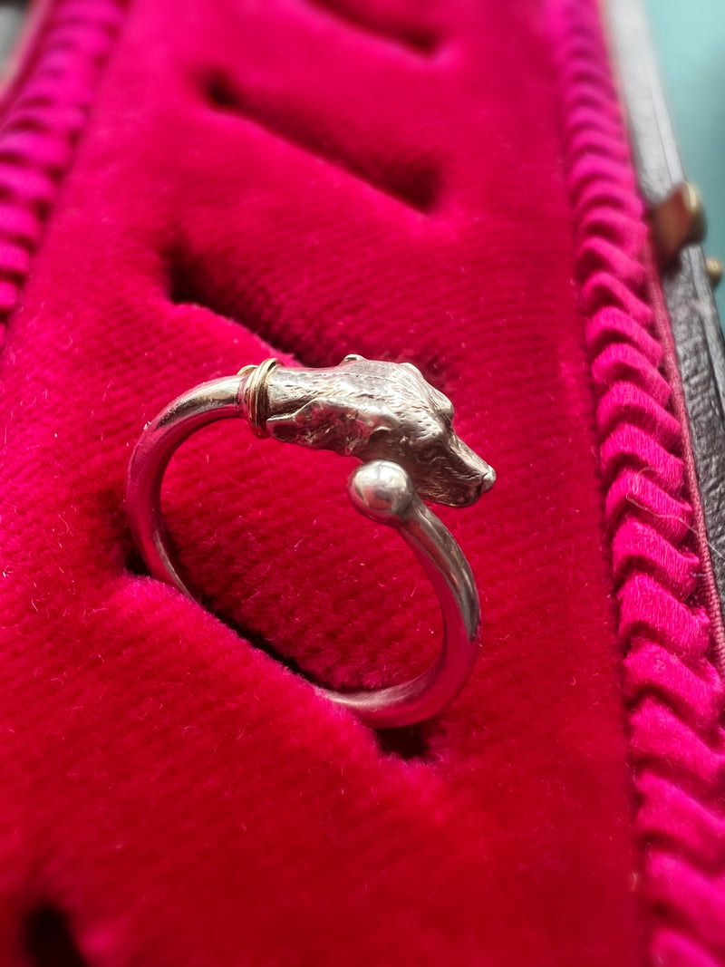 Rare vintage Arthus Bertrand Sterling Silver and gold dog ring