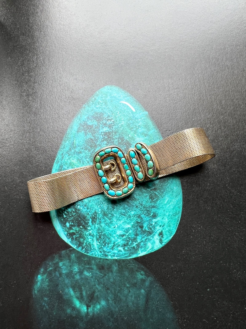 Adjustable antique turquoise belt vermeil bracelet