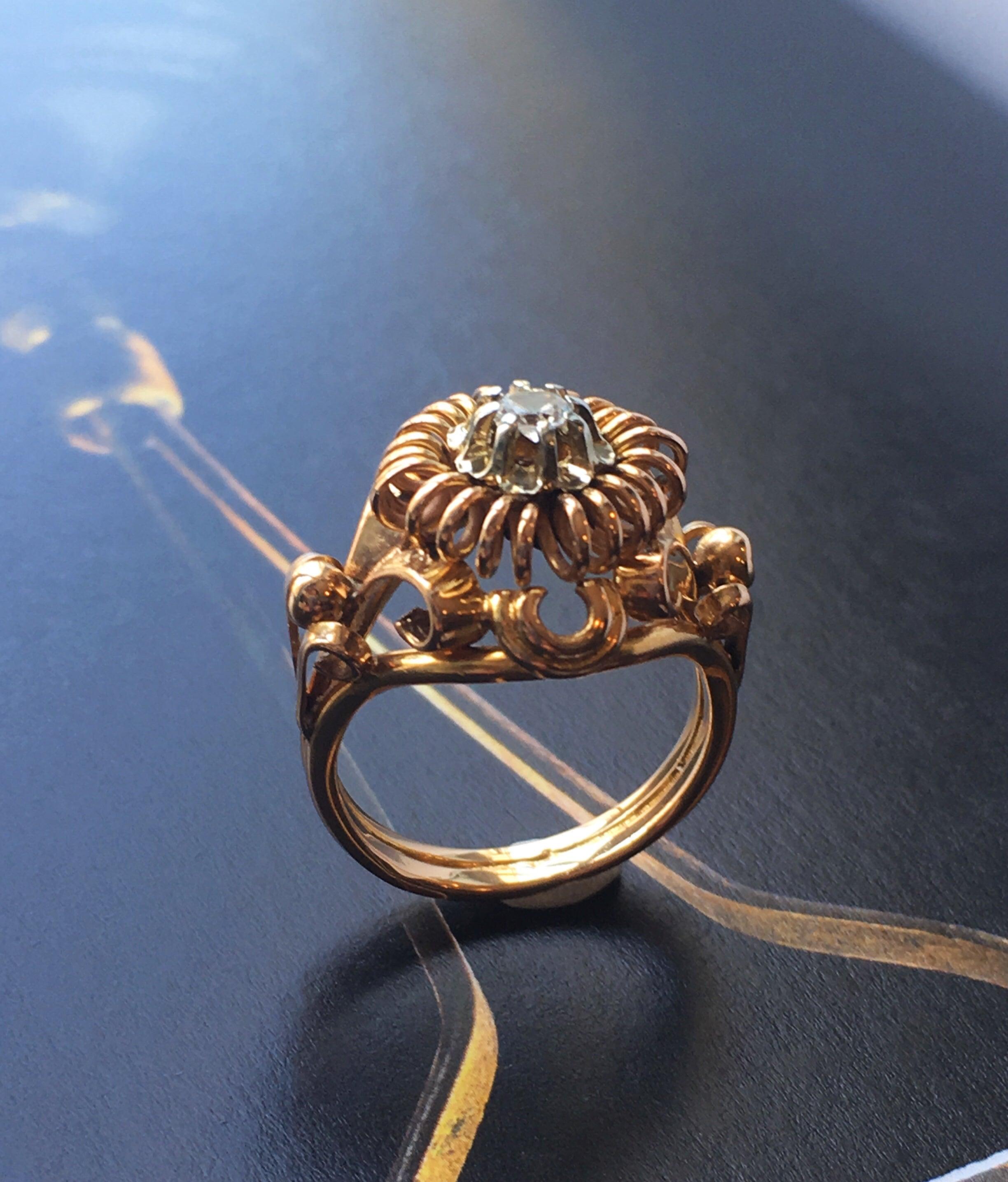 Retro 18K gold sapphire retro dome Cocktail ring - Curiously timeless