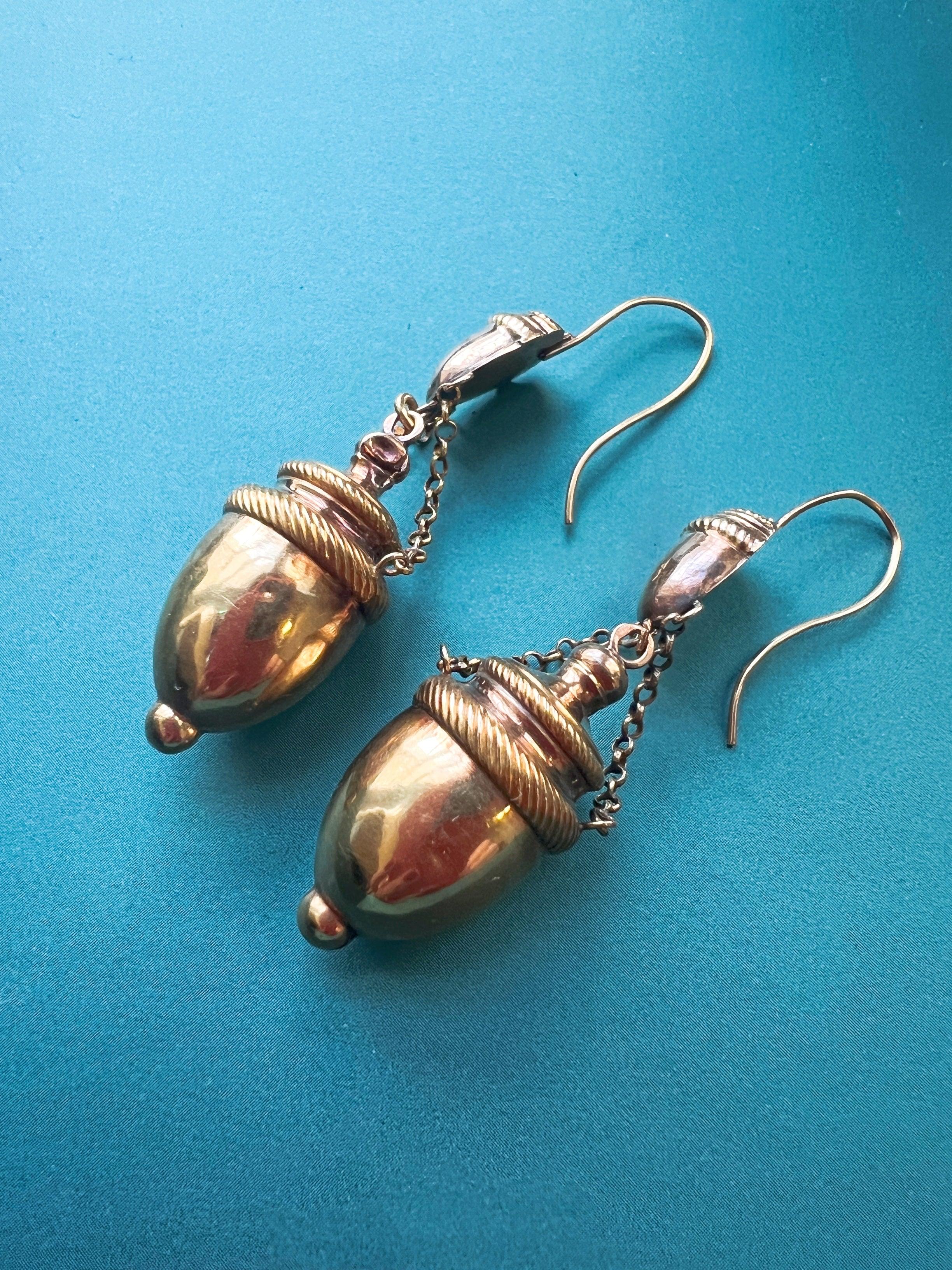 Antique 18K gold Etruscan Revival amphora drop earrings - Curiously timeless