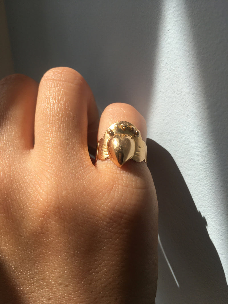 Beautiful 18K gold Puffy heart Bague de Foi / Bague de Promesse