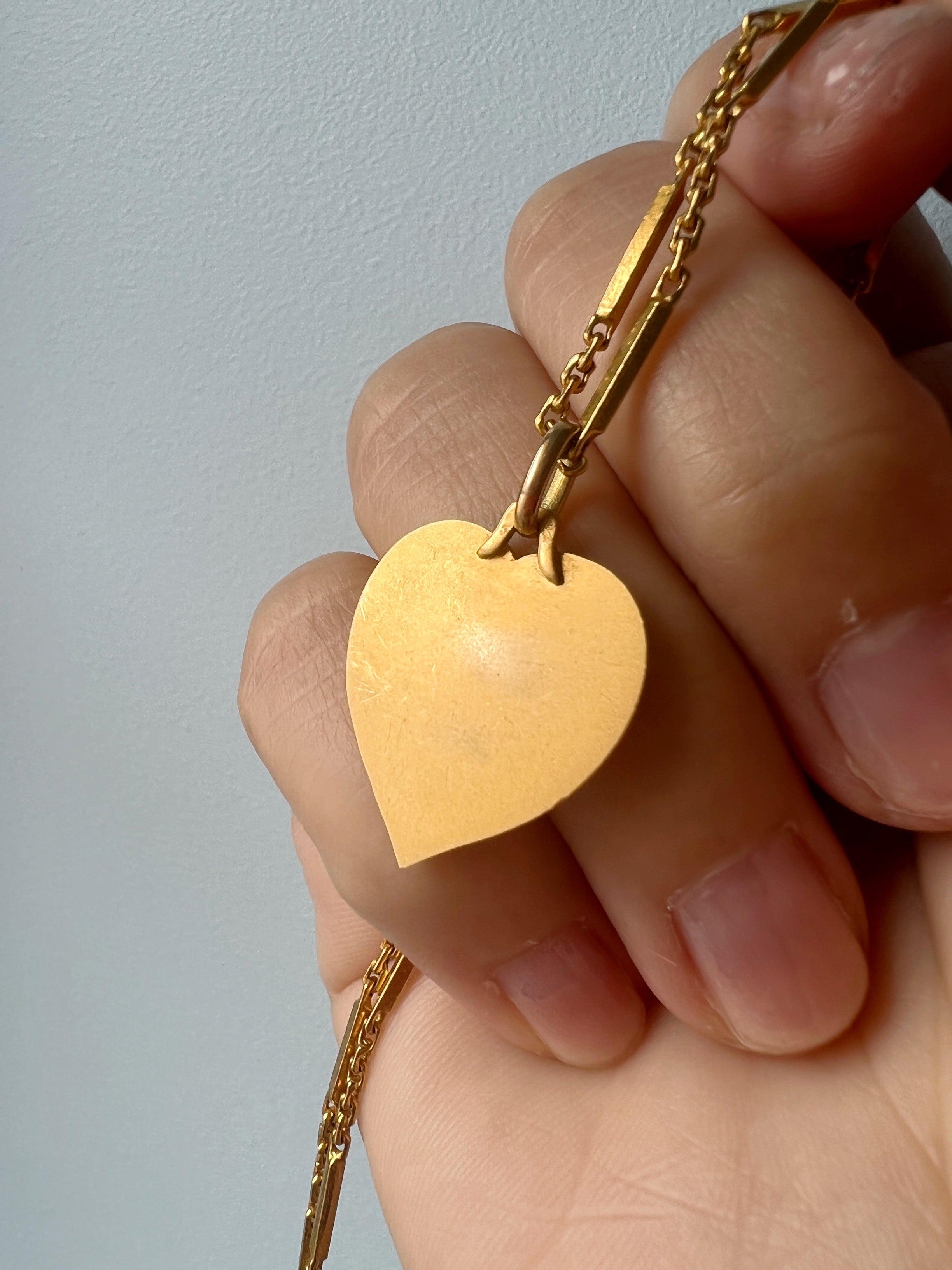 French Vintage 18K gold “Toi & Moi” (You & Me) heart shaped medal - Curiously timeless