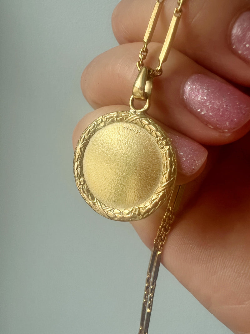 Large Vintage 18K gold Augis “more than yesterday less than tomorrow” love medal