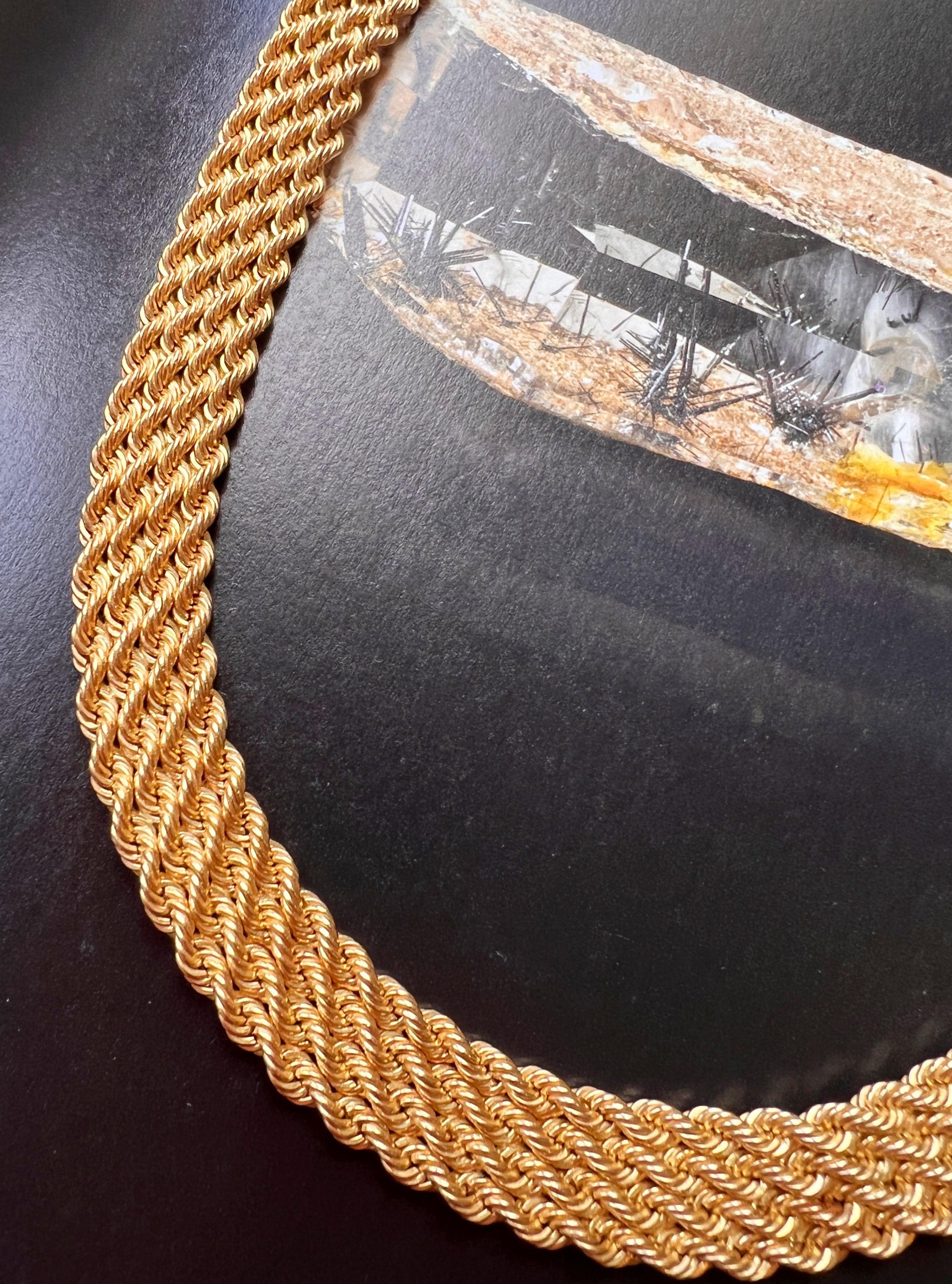 Magnificent French 1950s retro 18K gold twisted link woven ribbon necklace - Curiously timeless