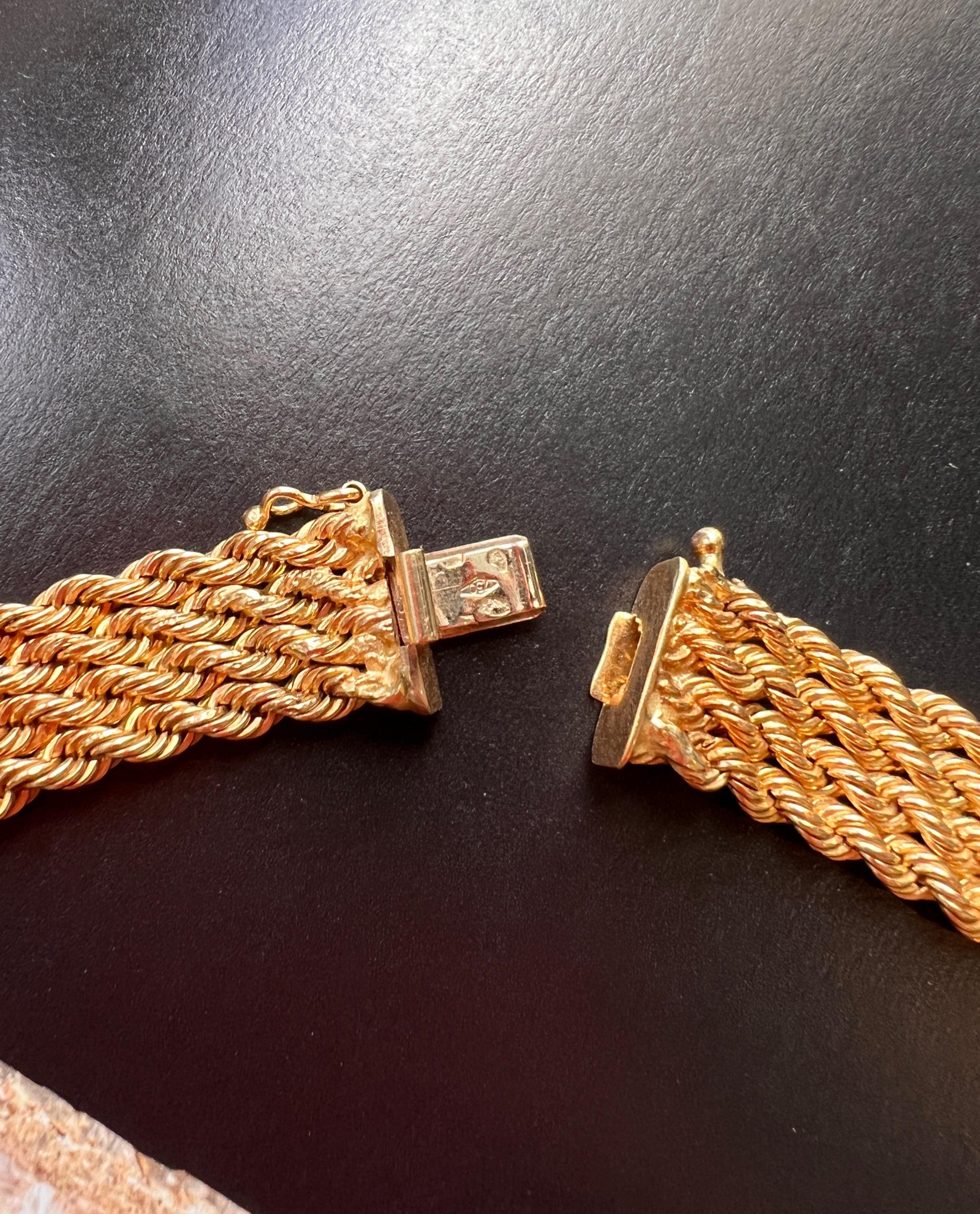 Magnificent French 1950s retro 18K gold twisted link woven ribbon necklace - Curiously timeless