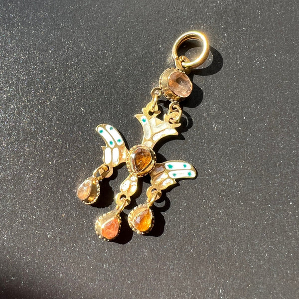 Antique 18k gold citrine Saint Esprit Holy Spirit pendant