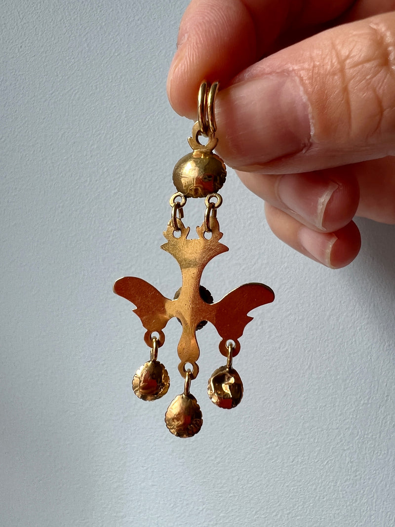 Antique 18k gold citrine Saint Esprit Holy Spirit pendant