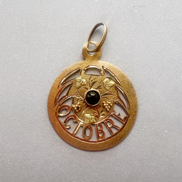 French Art Nouveau era 18K gold “Octobre” (October) medal pendentif