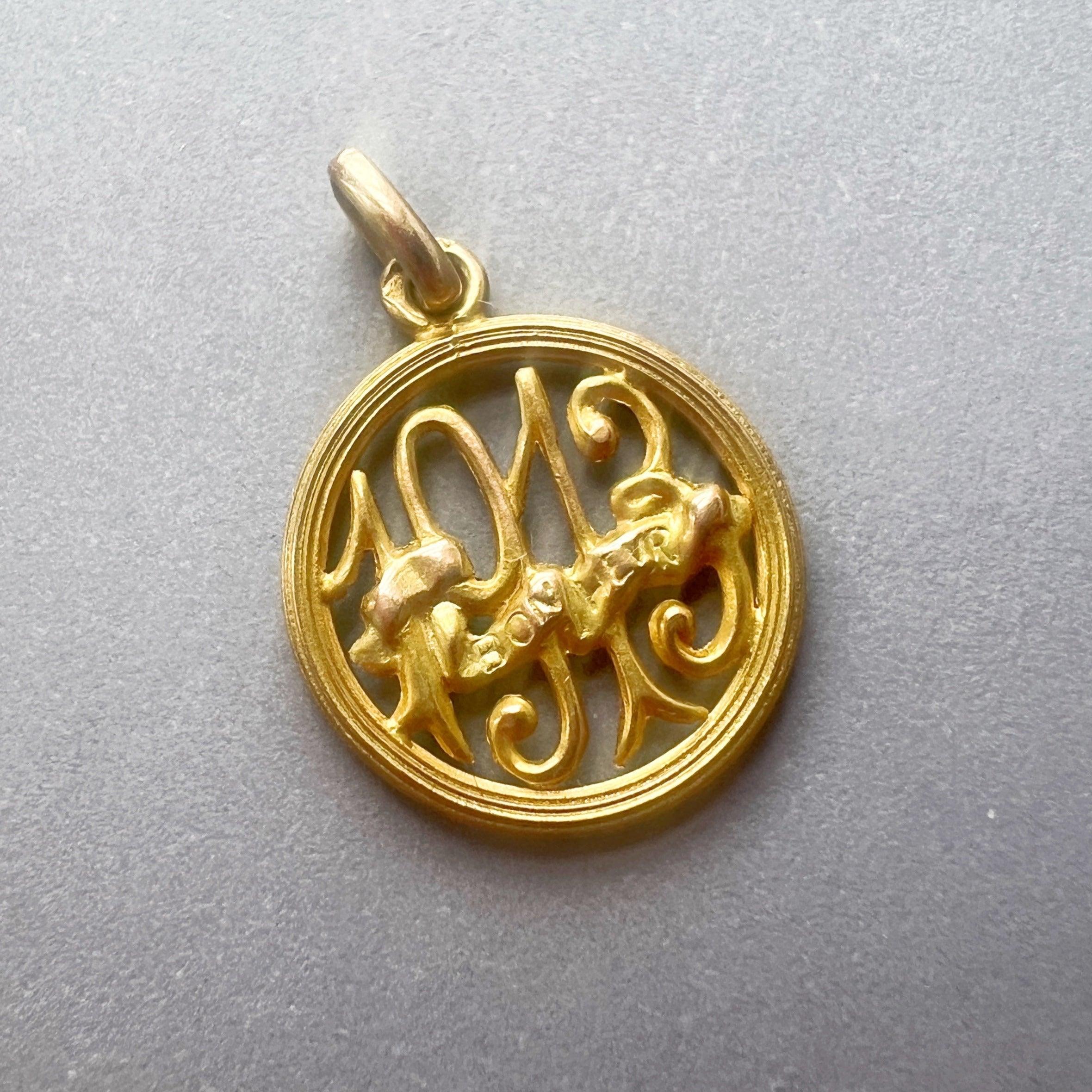 French Edwardian era 18K gold “1913” "Bonheur" medal pendant - Curiously timeless