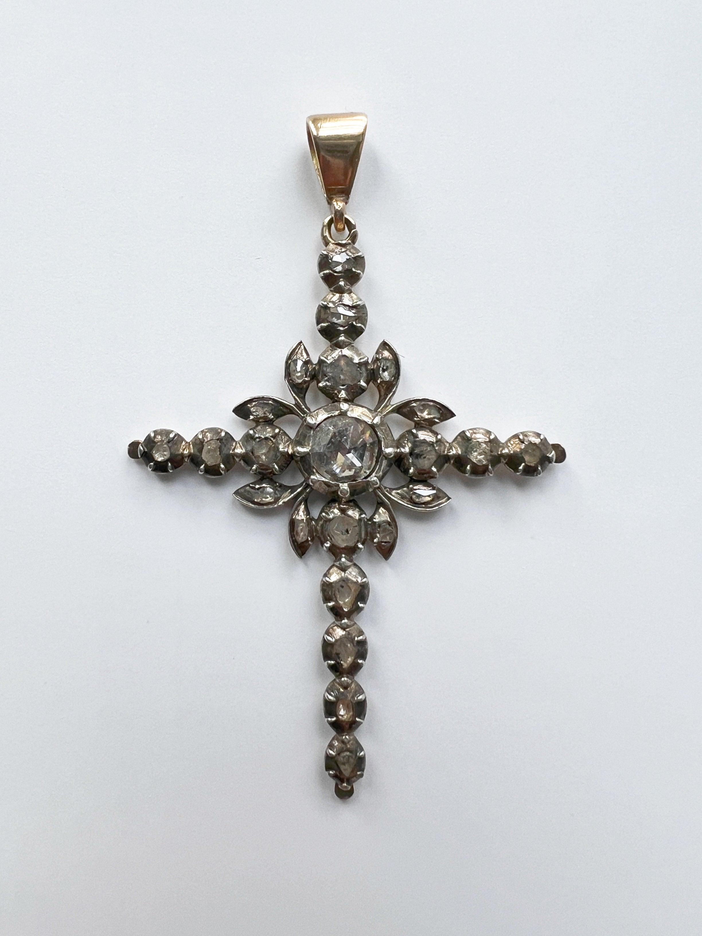 Georgian era rose cut diamond Flemish cross pendant - Curiously timeless