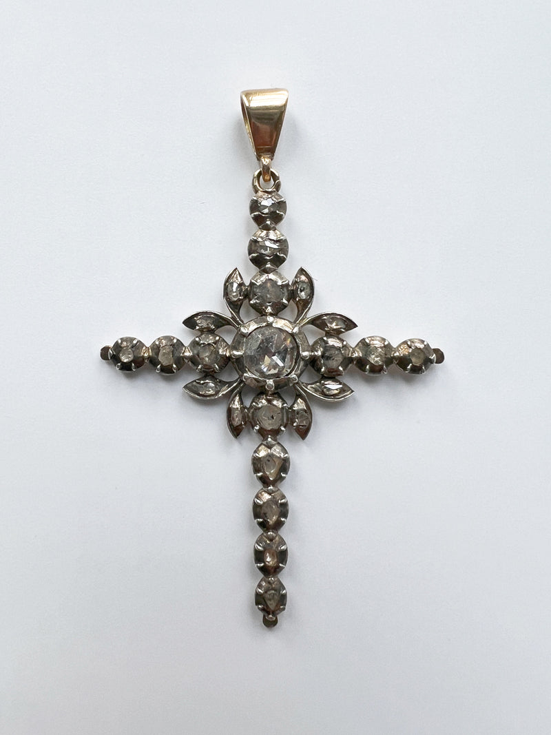 Georgian era rose cut diamond Flemish cross pendant