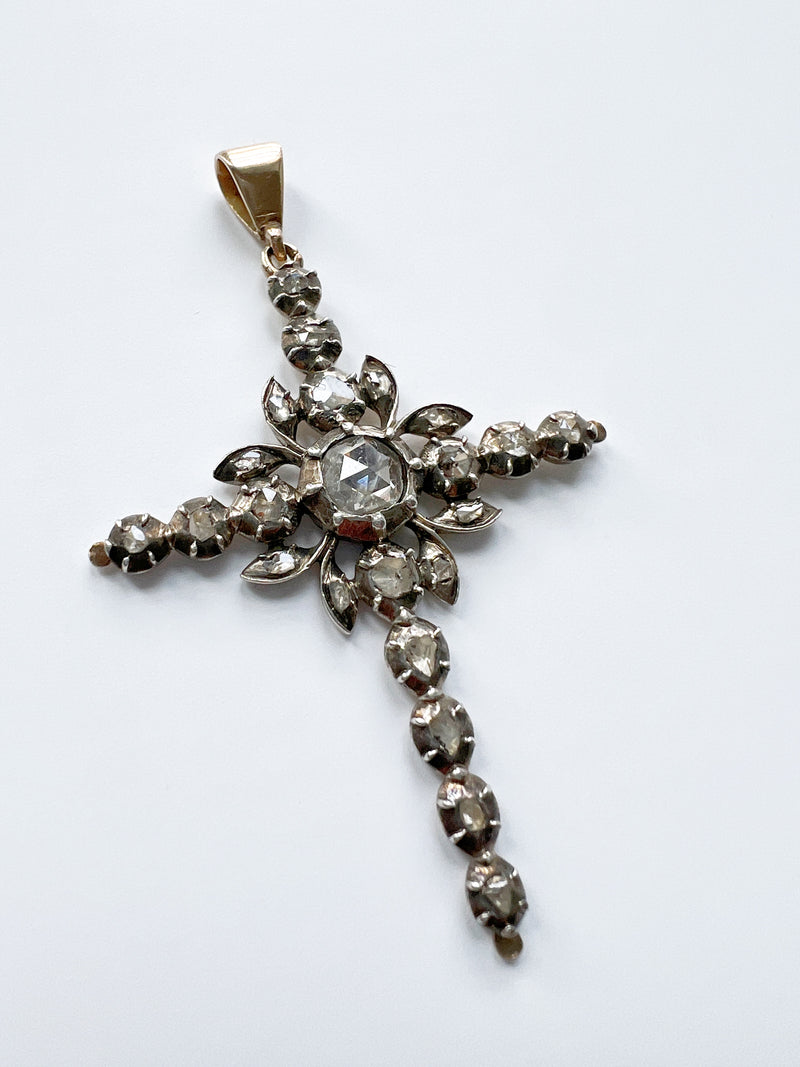 Georgian era rose cut diamond Flemish cross pendant