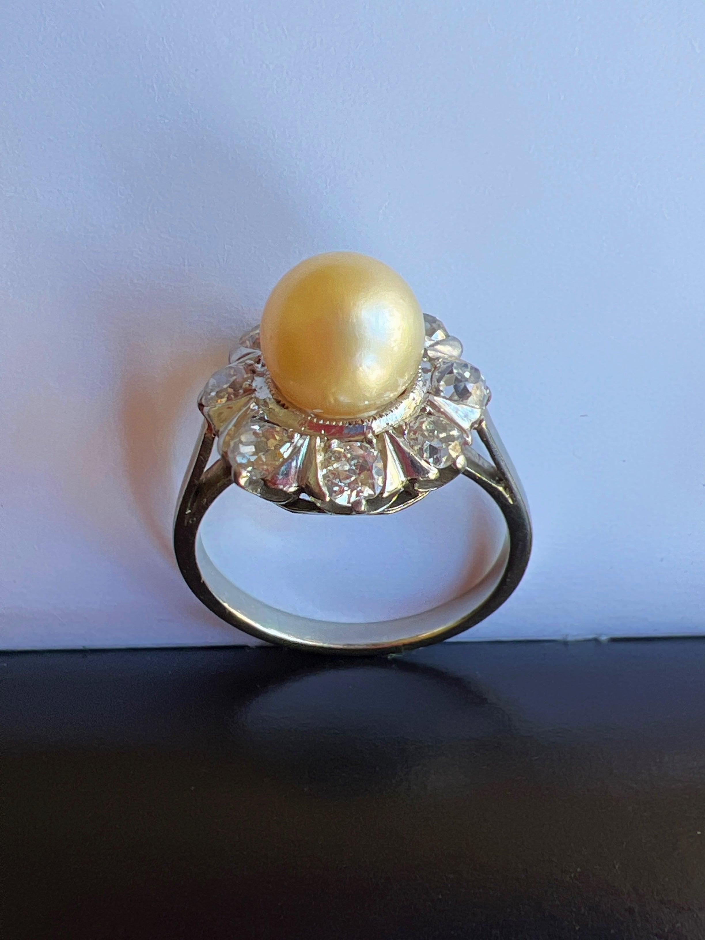 Edwardian 18k gold platinum diamond Pearl cluster ring - Curiously timeless