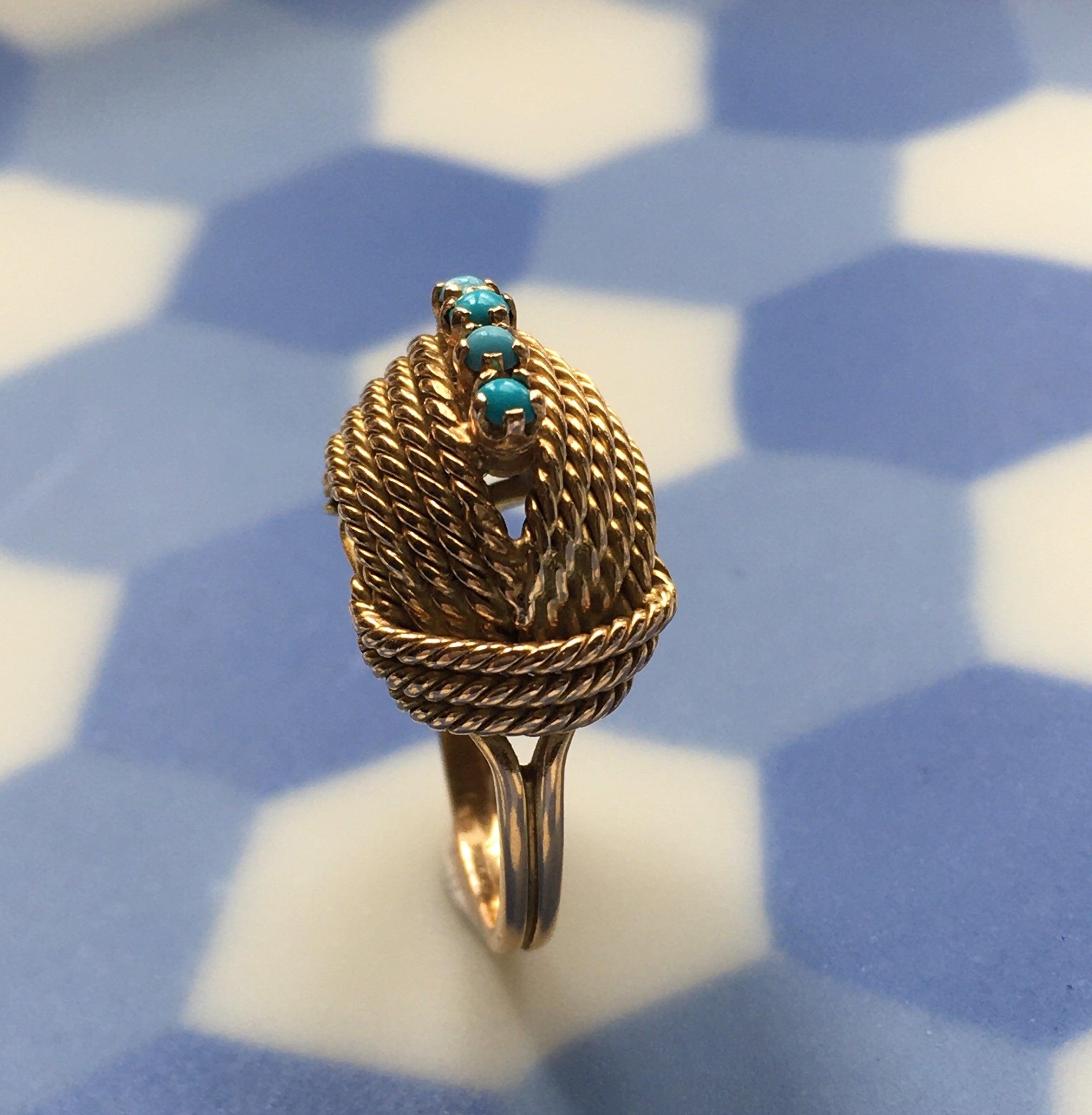 18K gold Turquoise Dome Ring - Curiously timeless