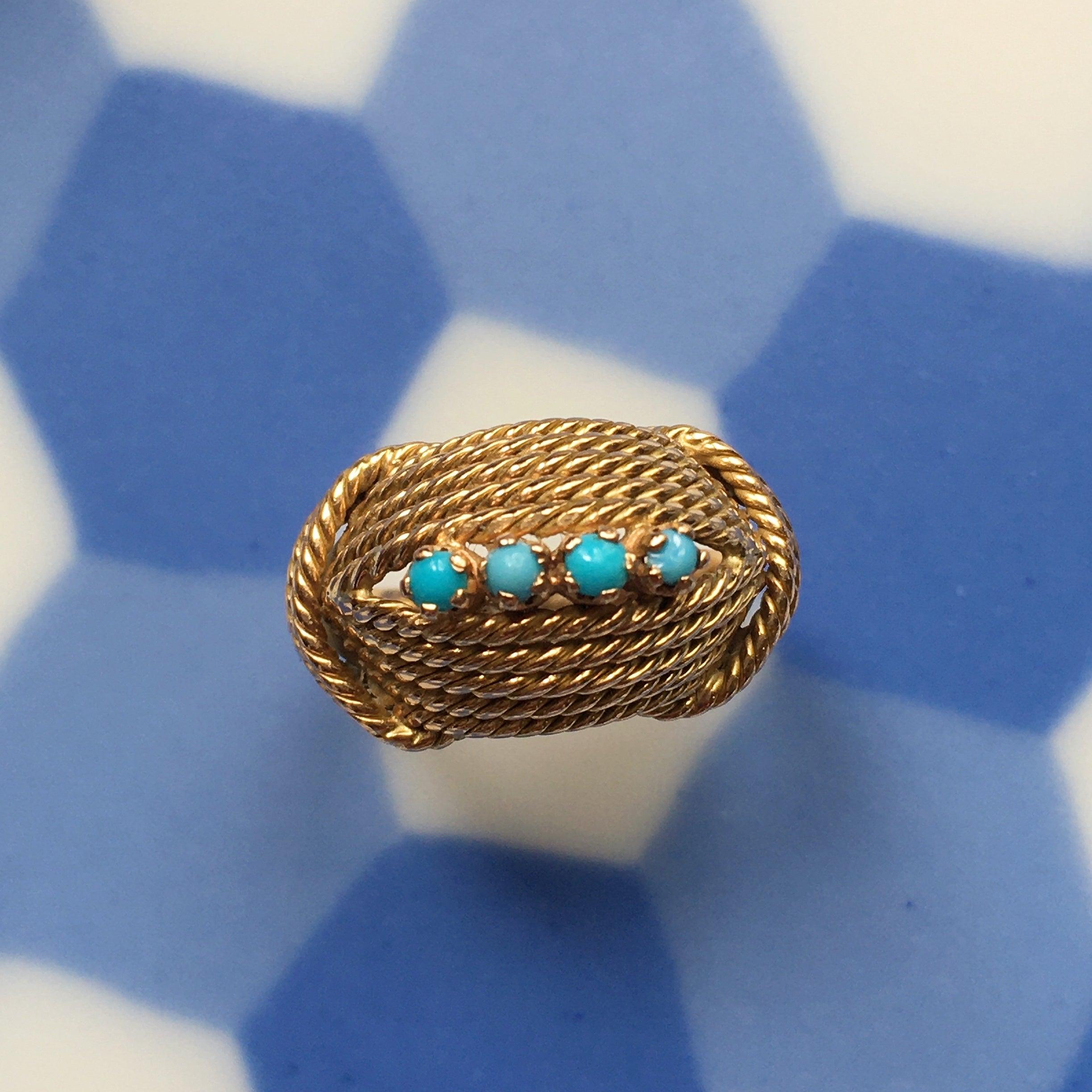 18K gold Turquoise Dome Ring - Curiously timeless