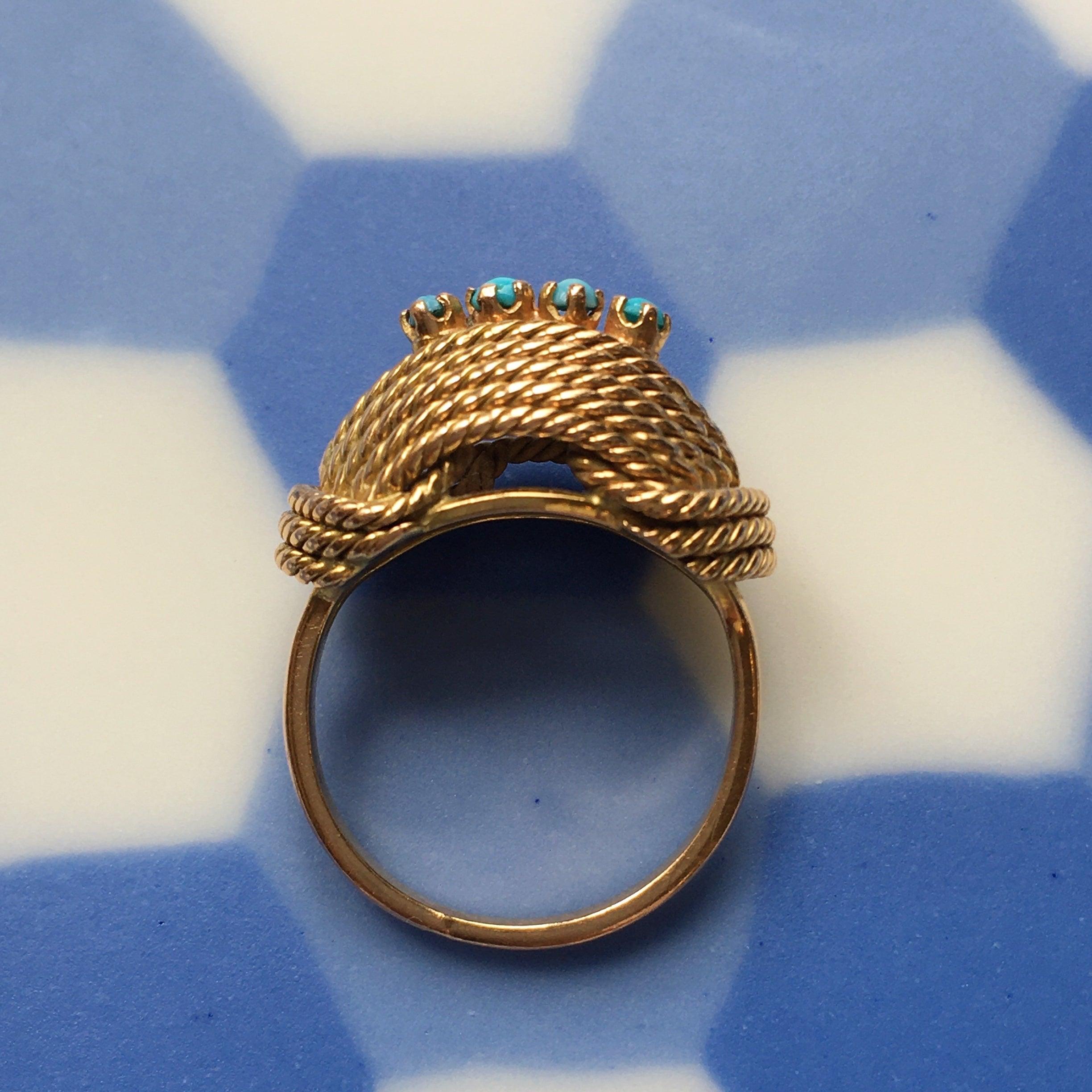 18K gold Turquoise Dome Ring - Curiously timeless