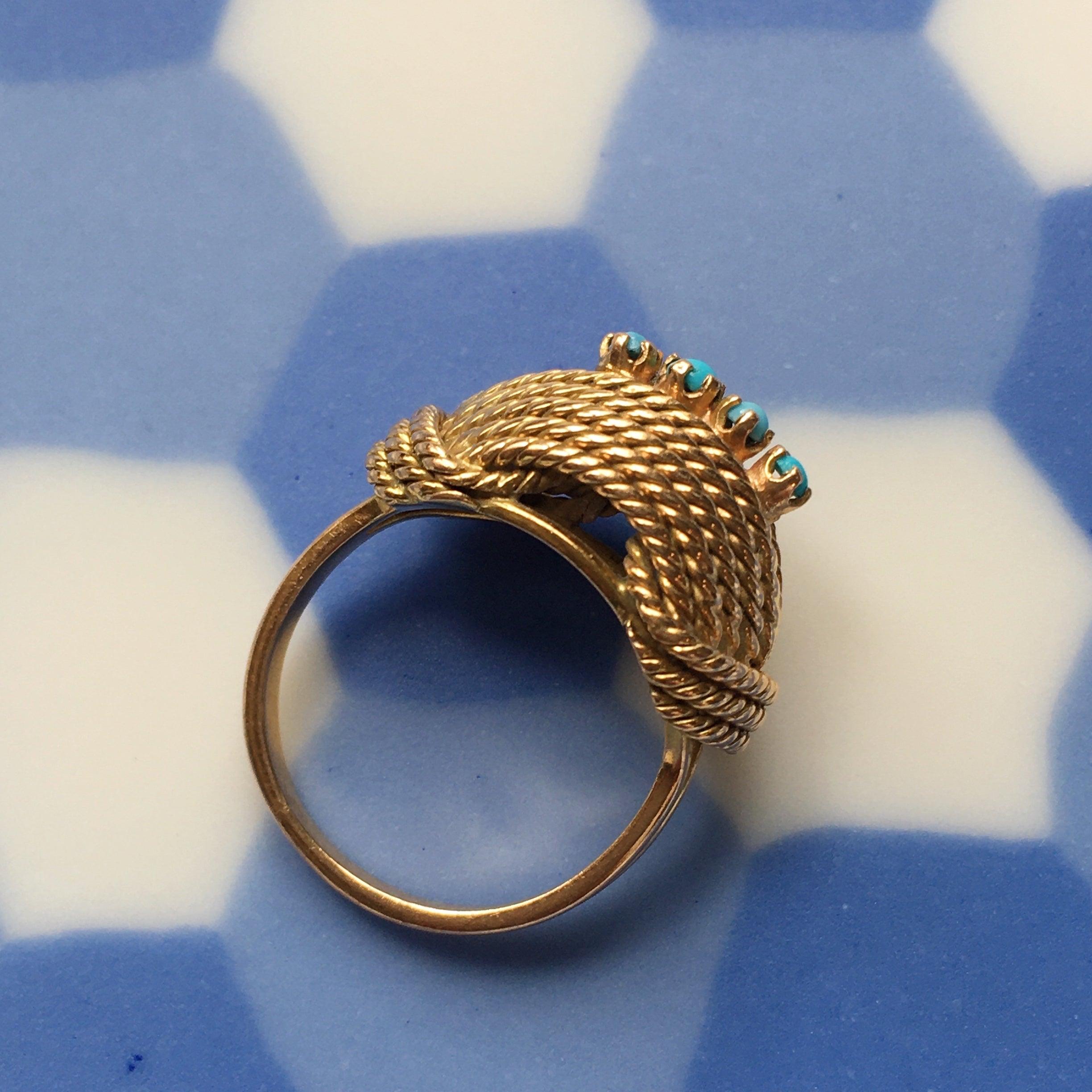 18K gold Turquoise Dome Ring - Curiously timeless