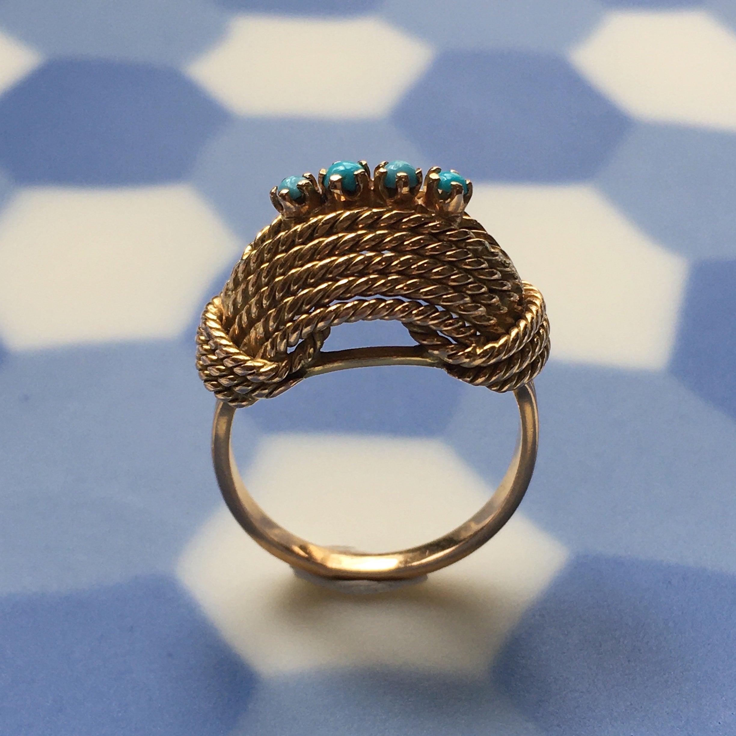 18K gold Turquoise Dome Ring - Curiously timeless