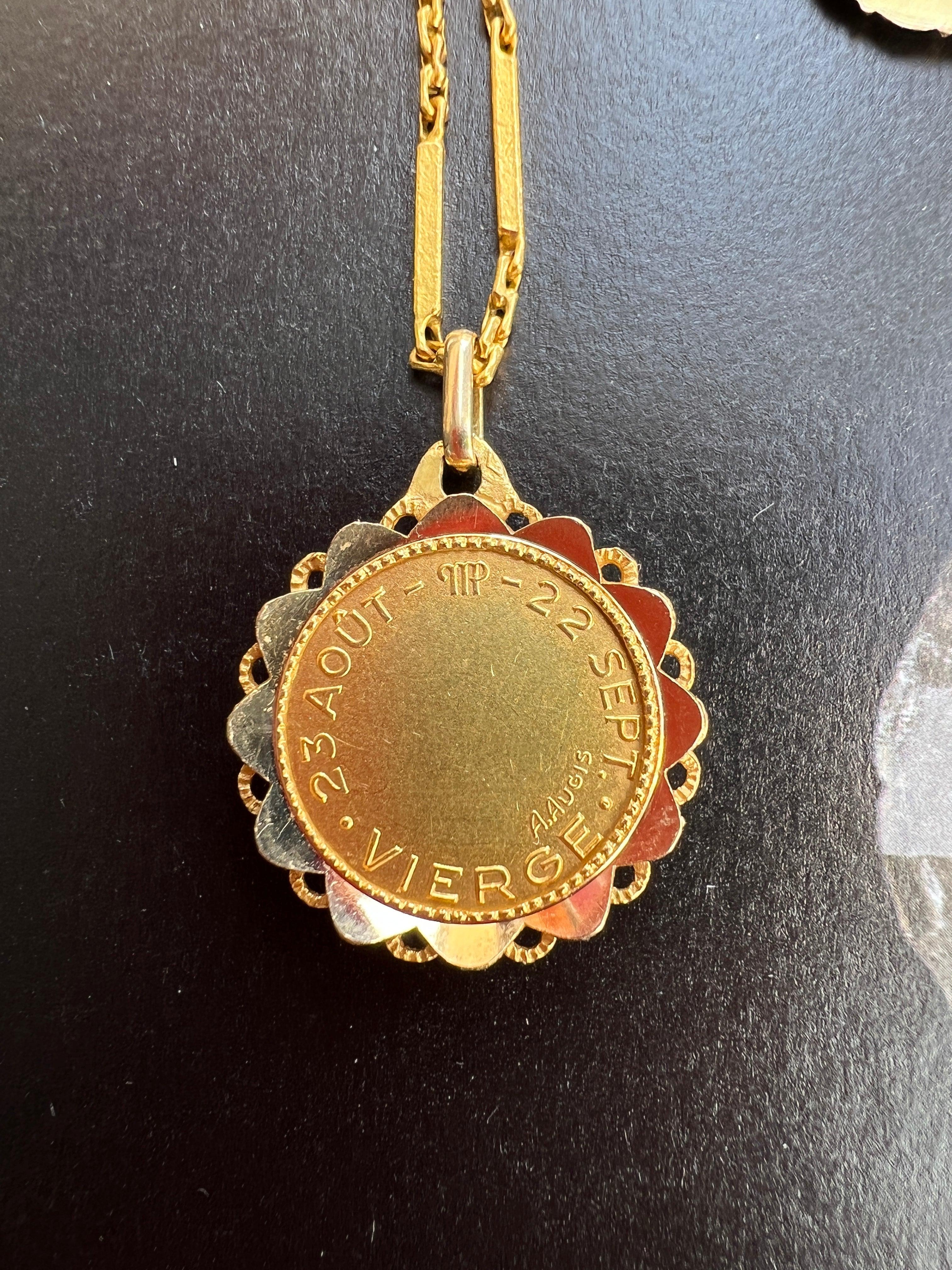 Vintage French 18k gold Augis signed Virgo medal - Curiously timeless