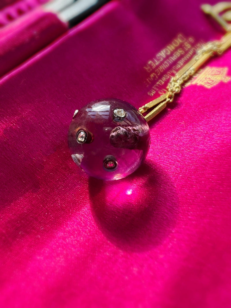 Victorian era 18K gold Amethyst Diamond Orb pendant