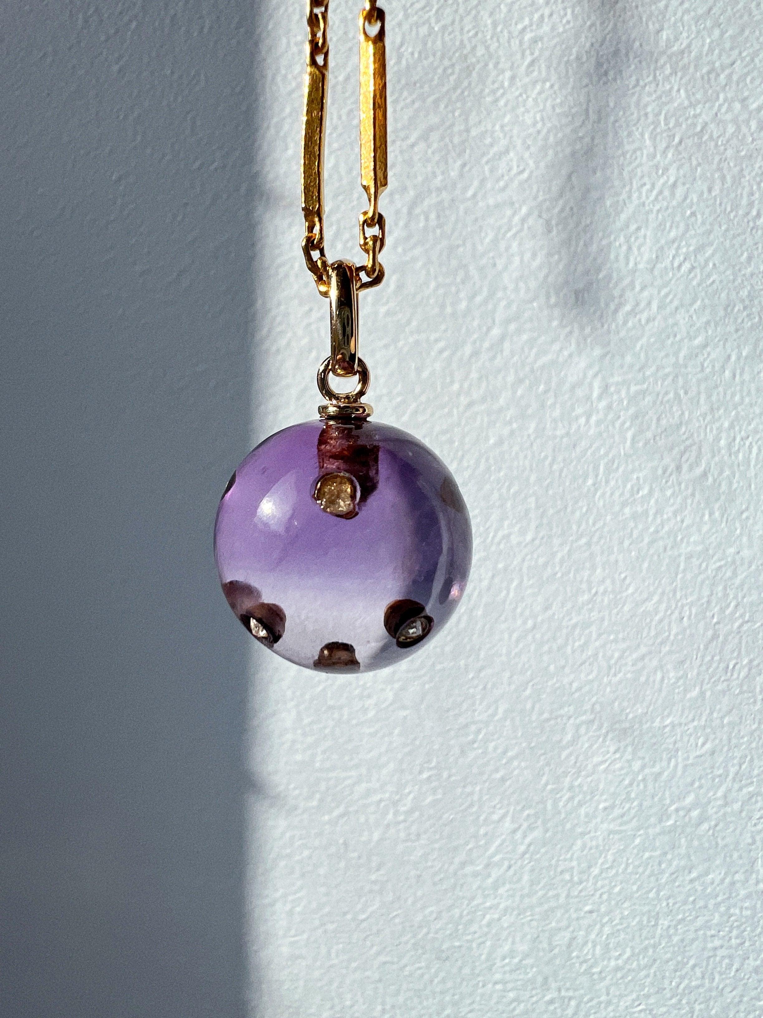 Victorian era 18K gold Amethyst Diamond Orb pendant - Curiously timeless