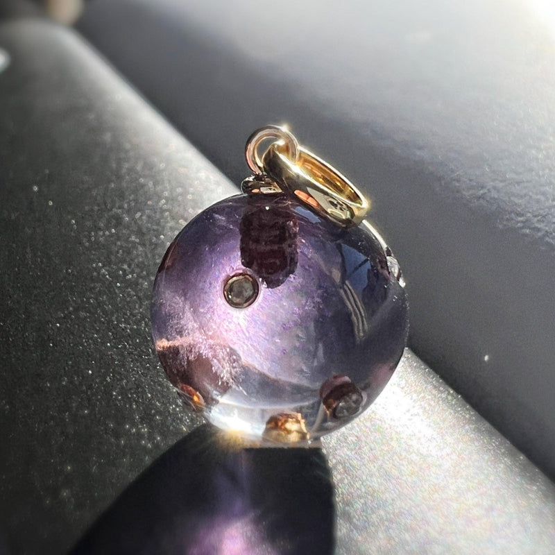 Victorian era 18K gold Amethyst Diamond Orb pendant