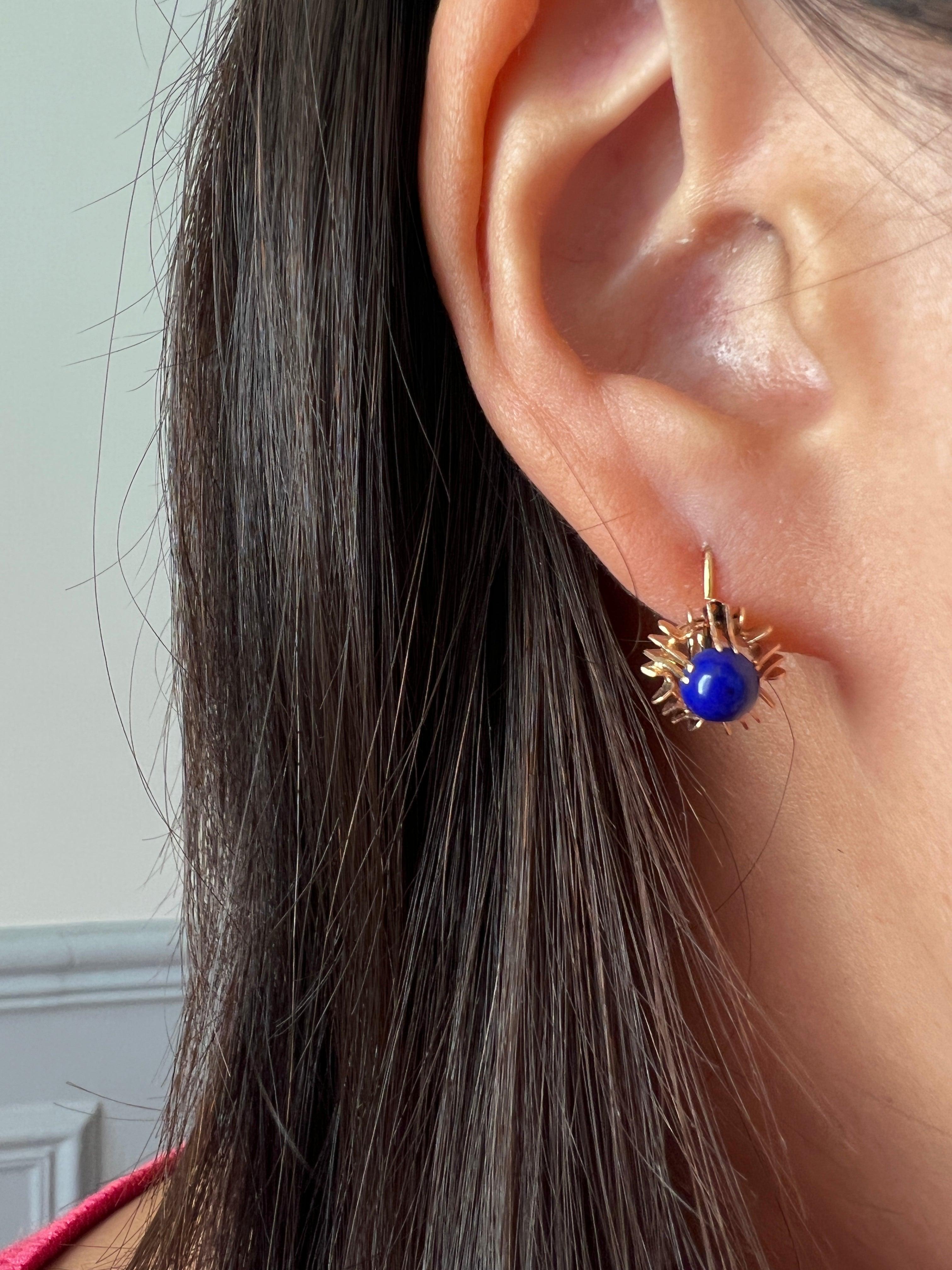 Vintage 14k gold Lapis Lazulis earrings - Curiously timeless