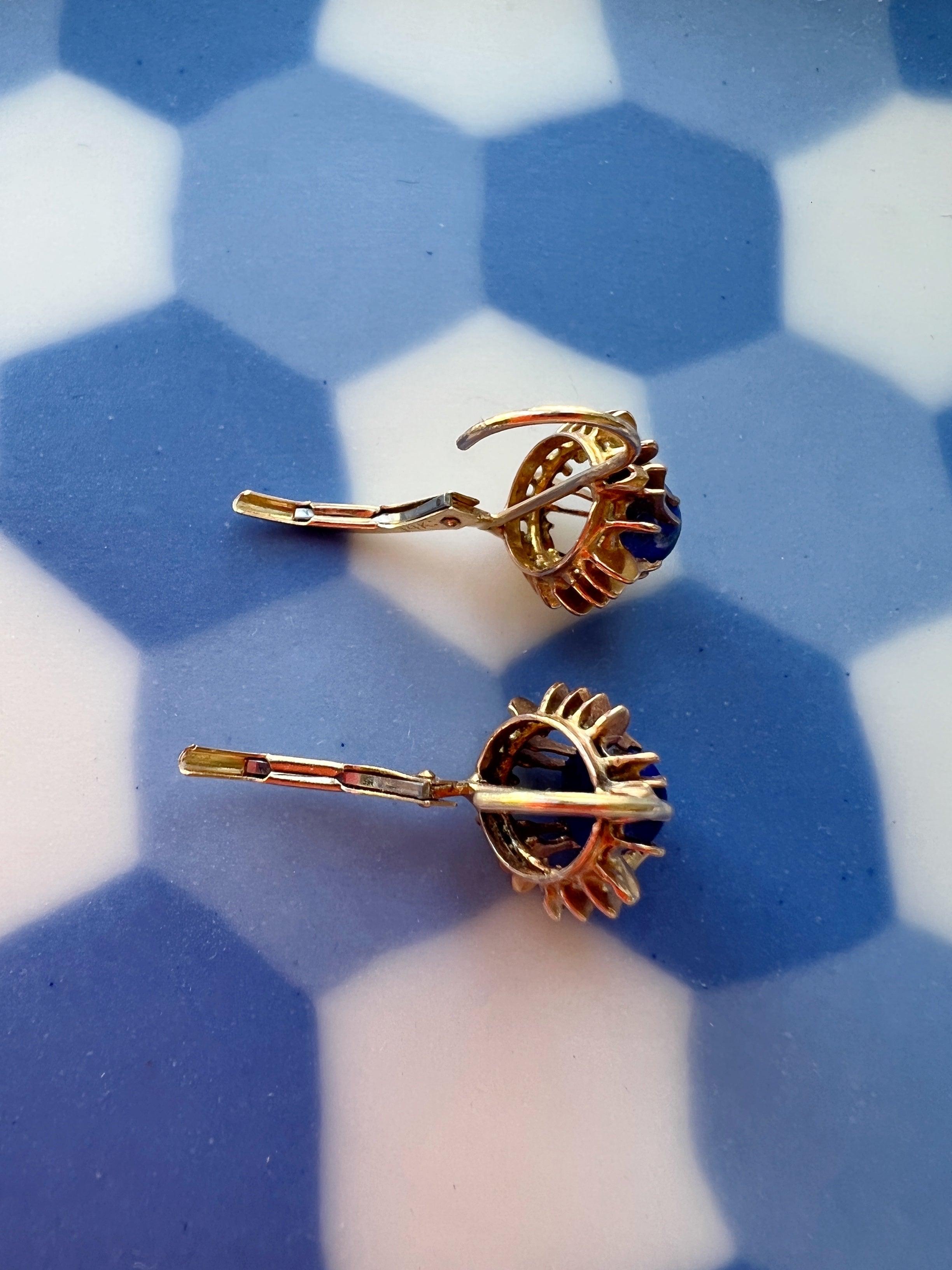 Vintage 14k gold Lapis Lazulis earrings - Curiously timeless