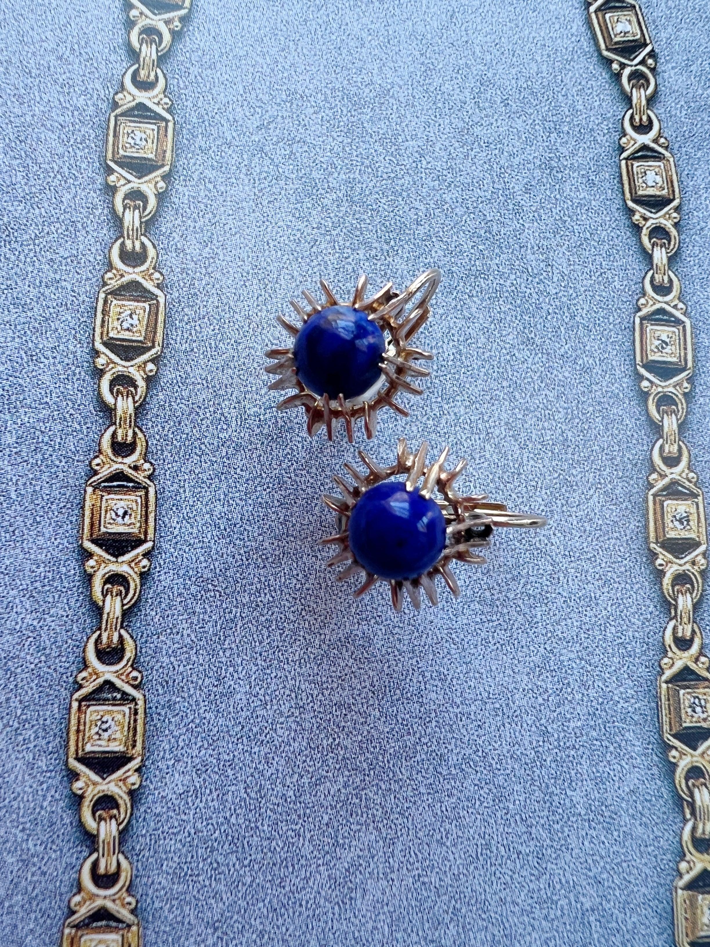 Vintage 14k gold Lapis Lazulis earrings - Curiously timeless