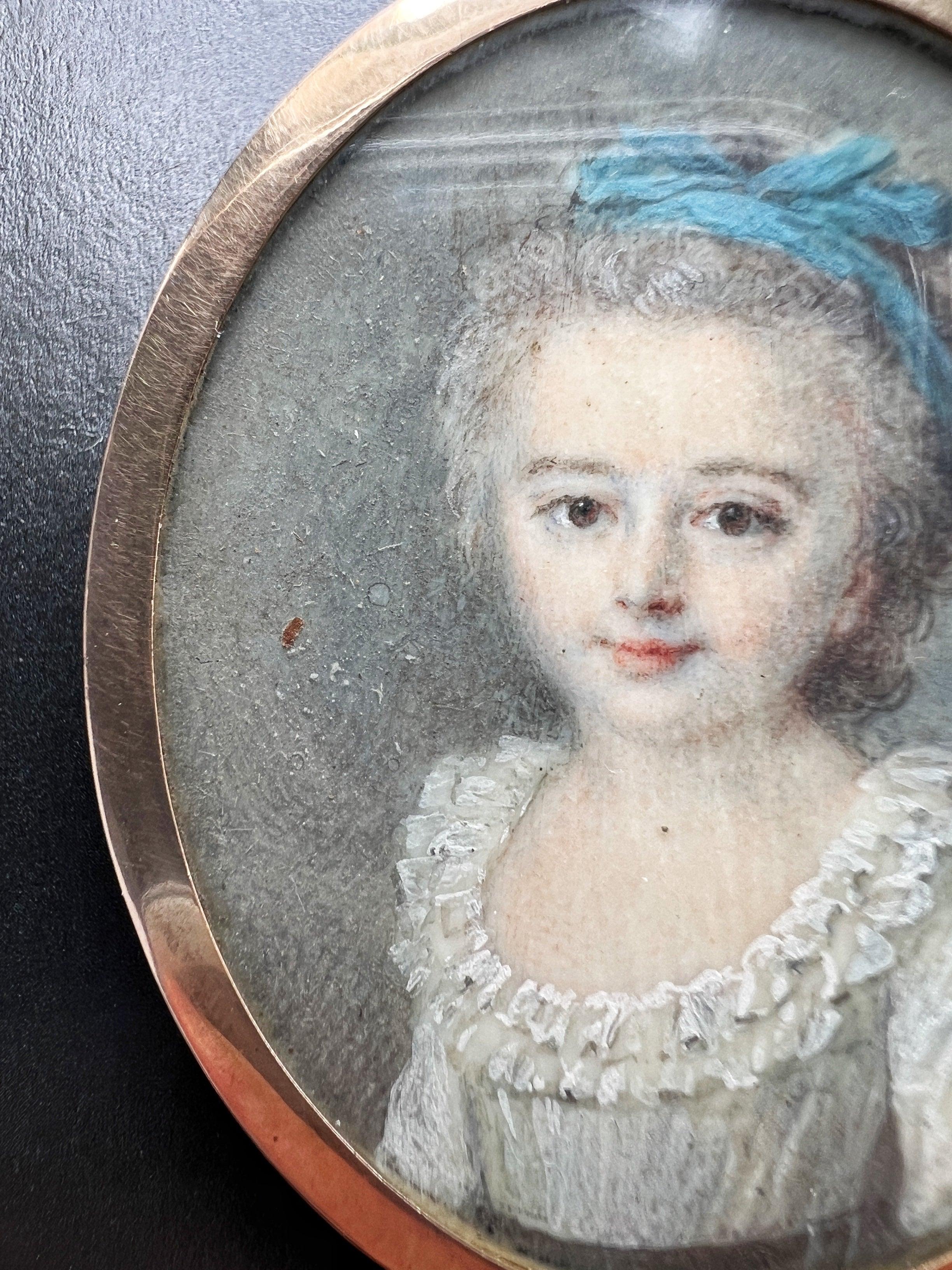 Reserved - Important Victorian era young girl miniature portrait brooch - Curiously timeless