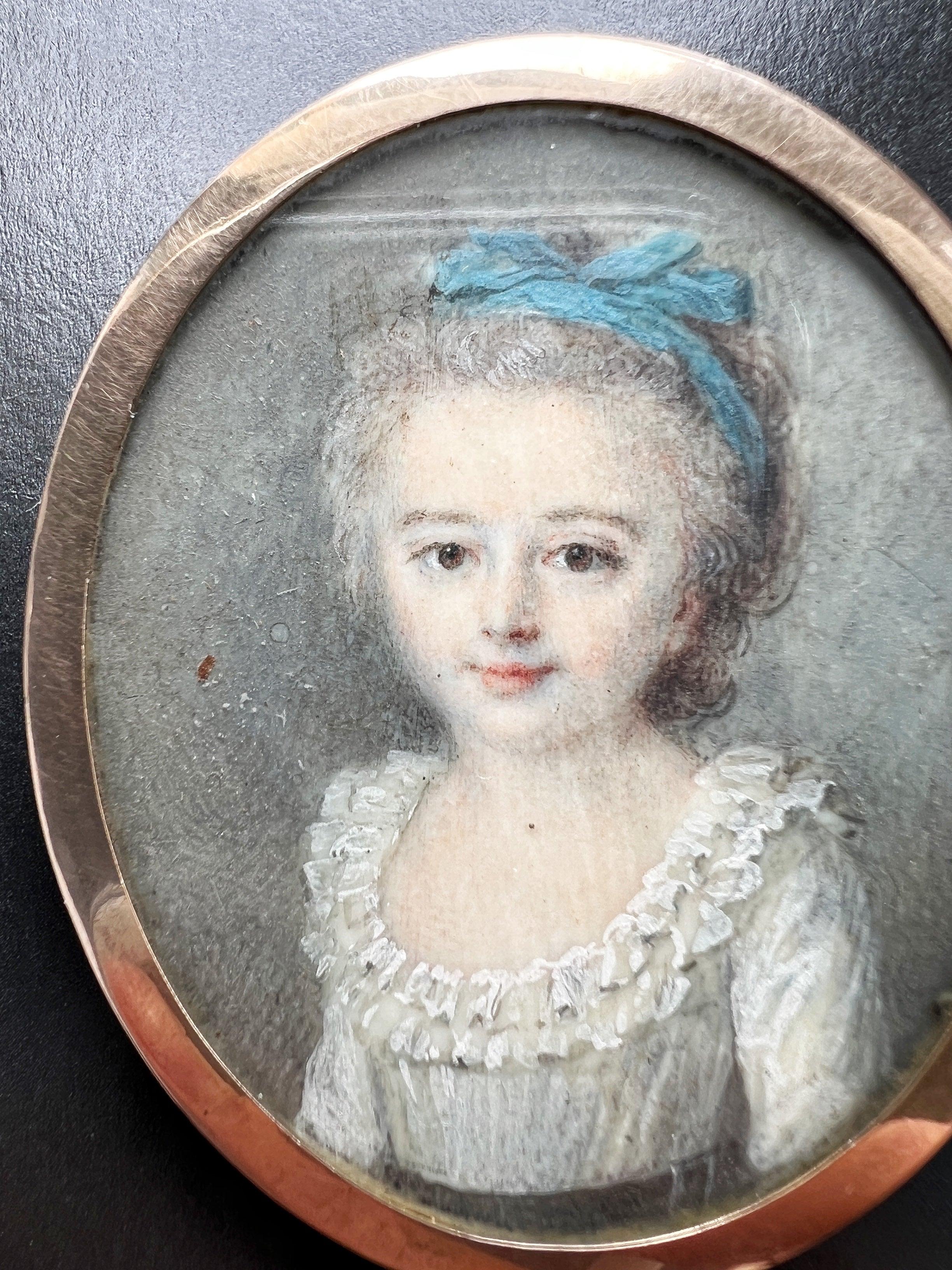 Reserved - Important Victorian era young girl miniature portrait brooch - Curiously timeless