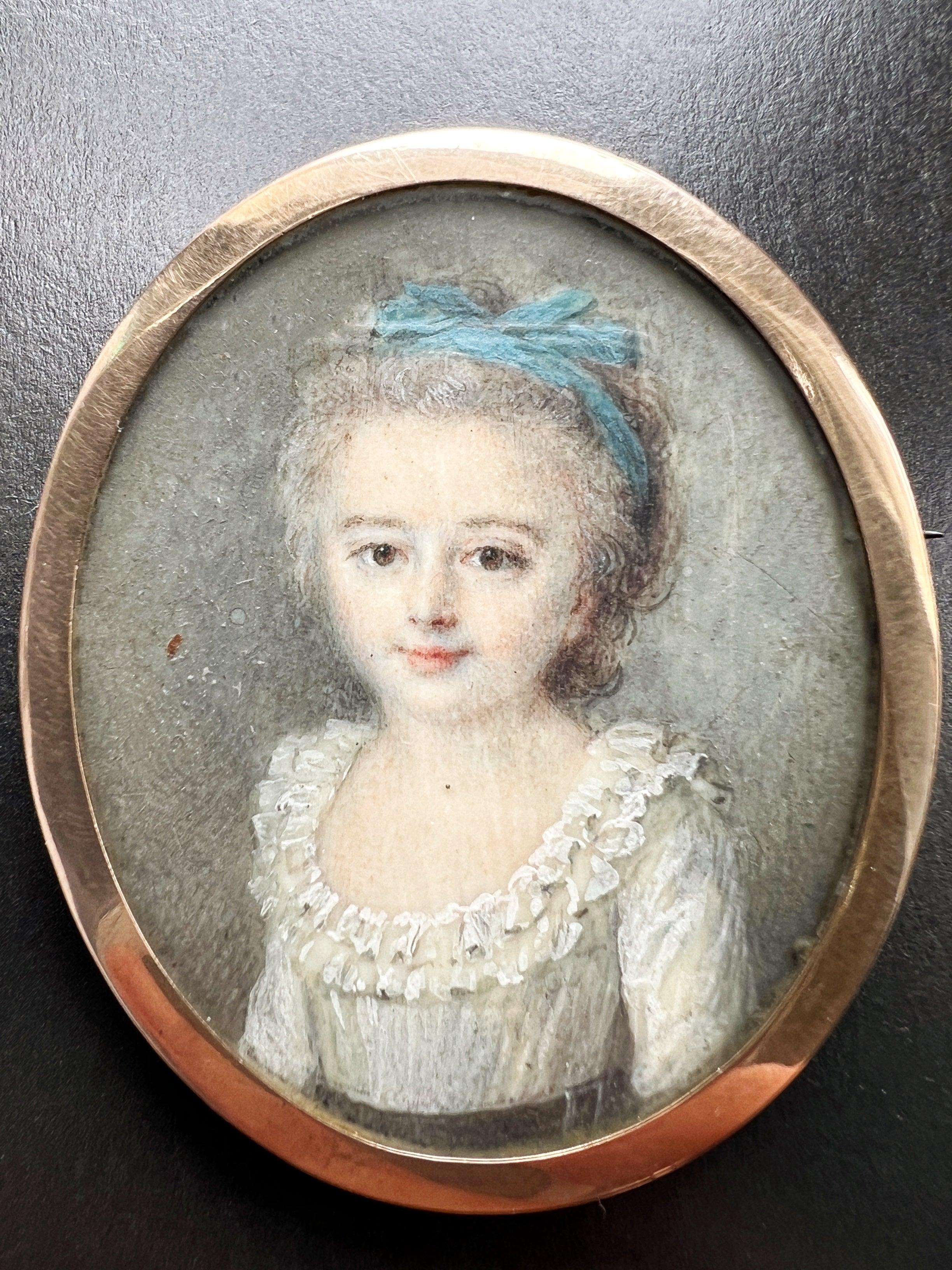 Reserved - Important Victorian era young girl miniature portrait brooch - Curiously timeless