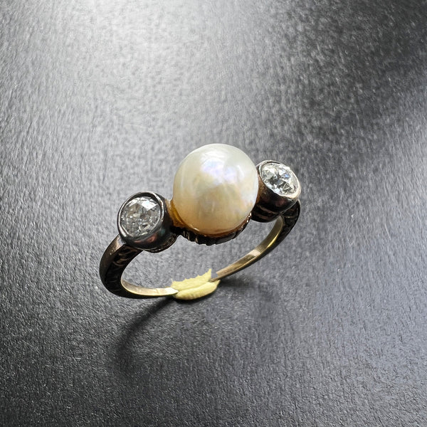 LFG certified Natural saltwater pearl diamond 18k gold ring