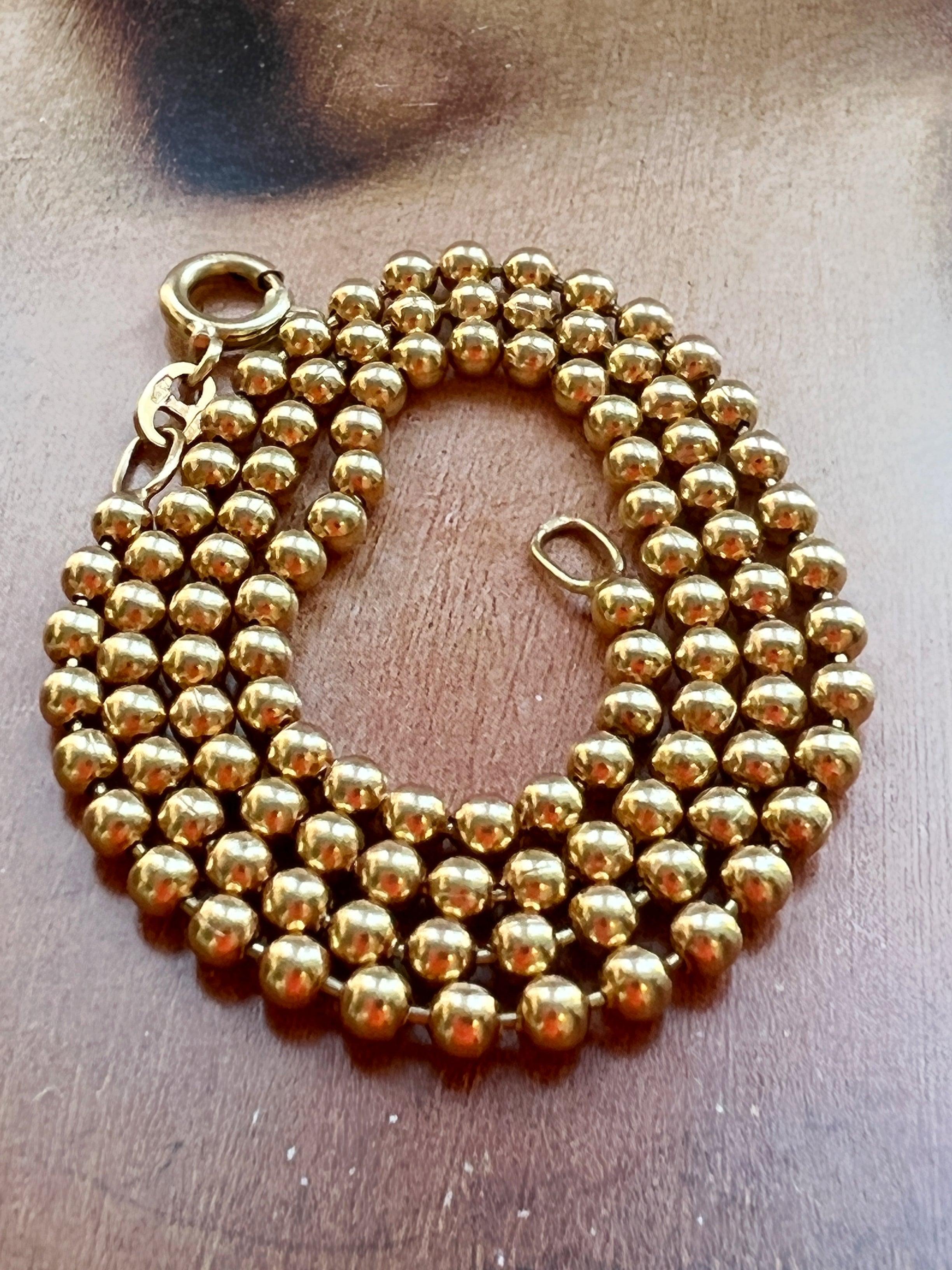 Magnificent French vintage 18K sphere gold ball necklace - Curiously timeless