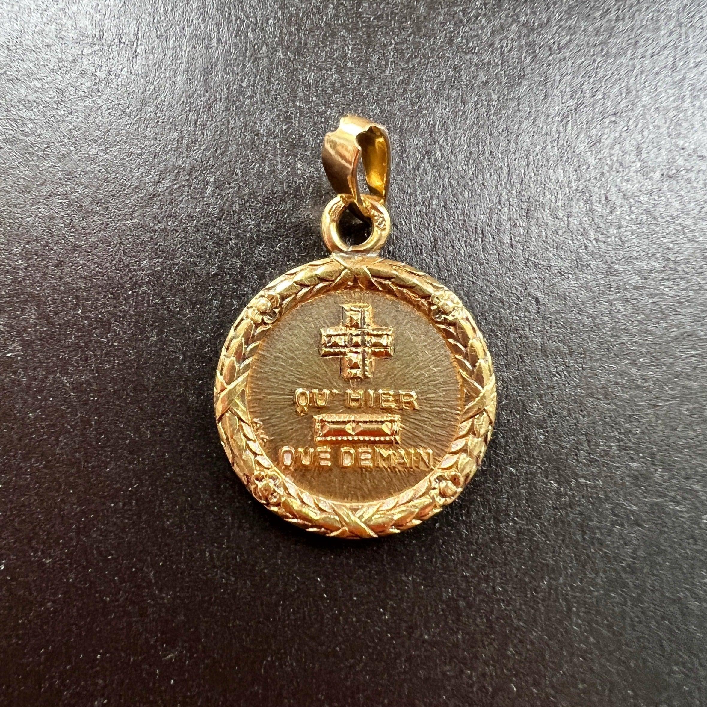 French Vintage 18K gold Augis “more than yesterday less than tomorrow” love medal - Curiously timeless