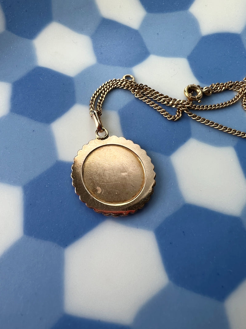 Beautiful French Vintage Zodiac Aquarius 18K gold medal pendant