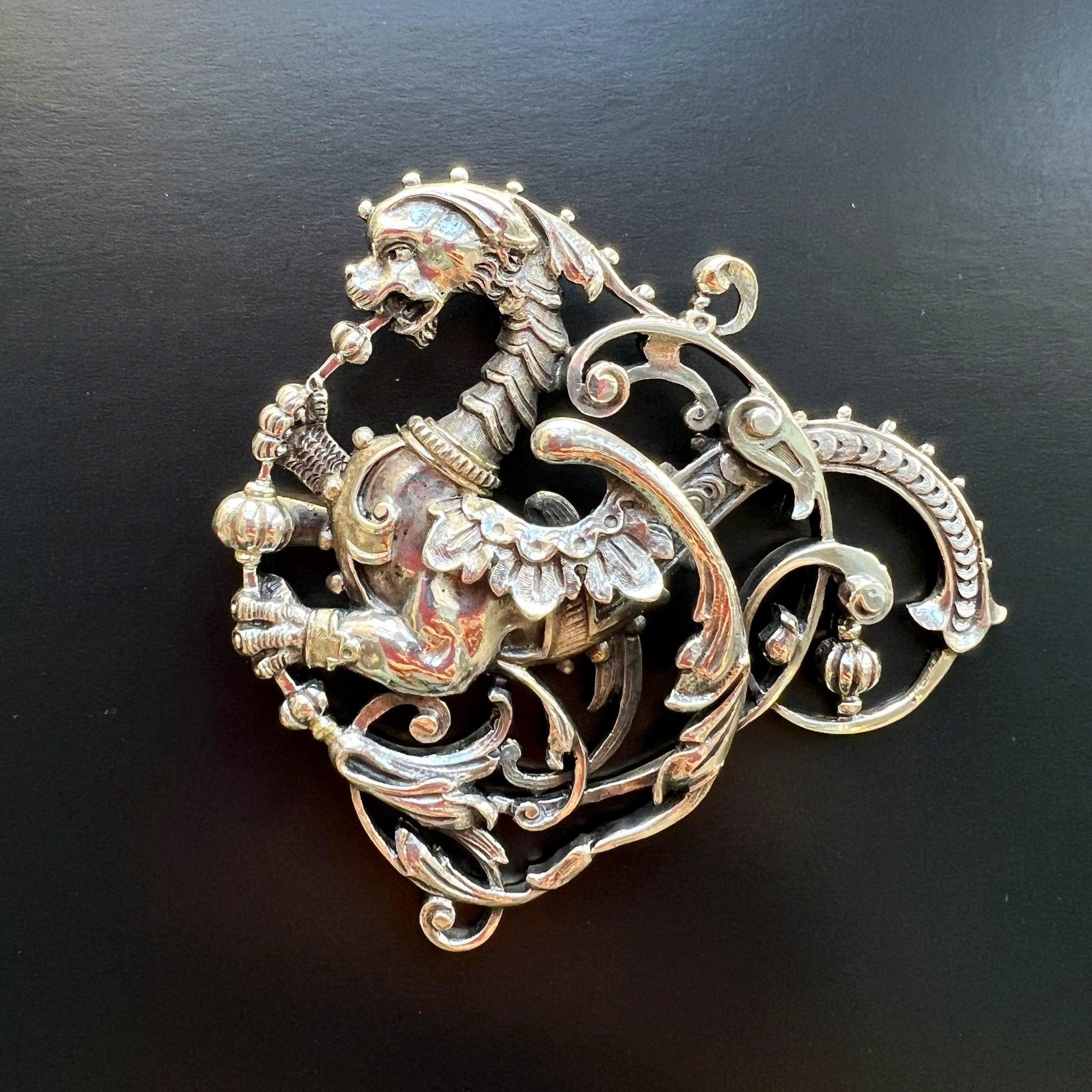 French Art Nouveau silver Chimera pendant - Curiously timeless