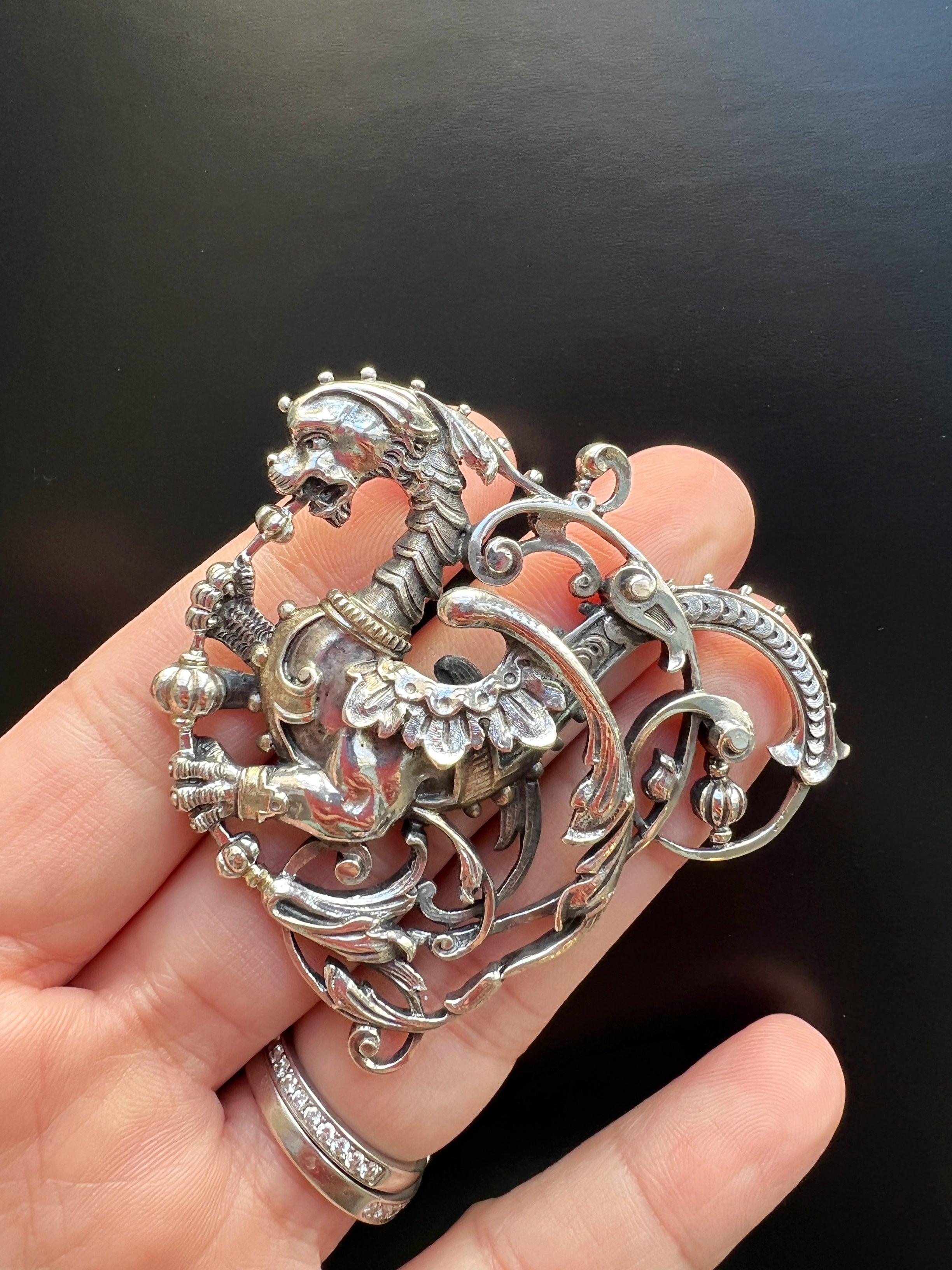 French Art Nouveau silver Chimera pendant - Curiously timeless