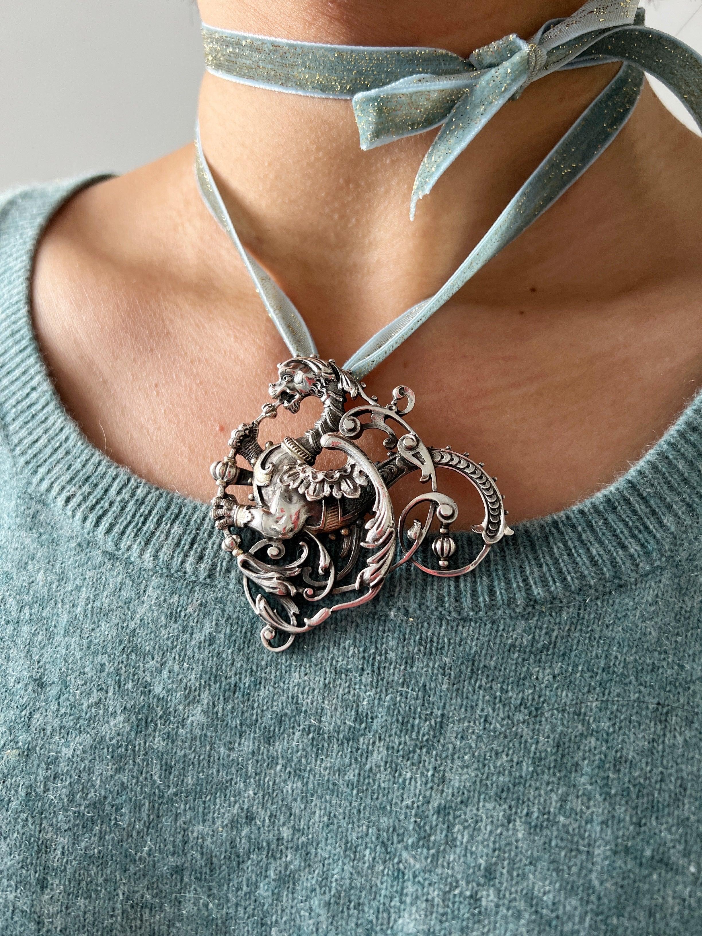 French Art Nouveau silver Chimera pendant - Curiously timeless