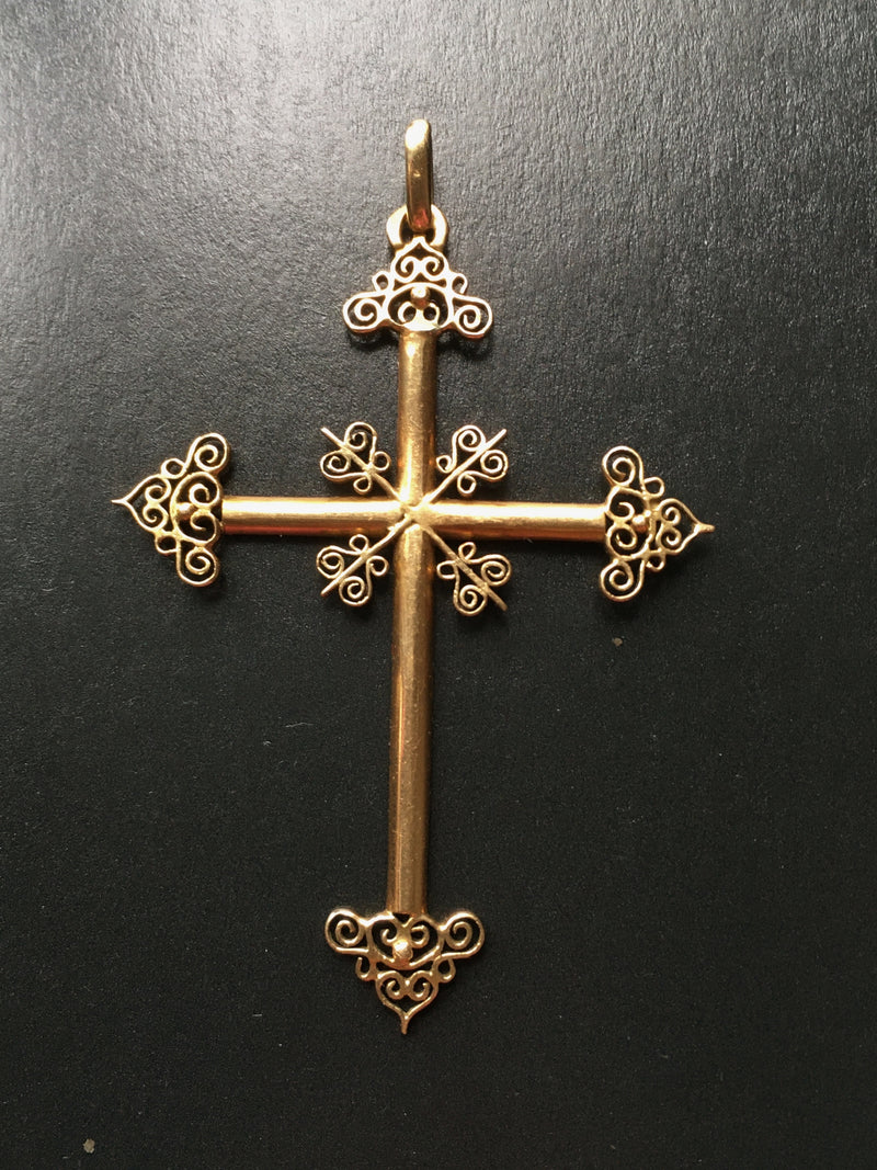 Brass Stamped Filigree Cross Charms, Small (4) - Filigree & Me