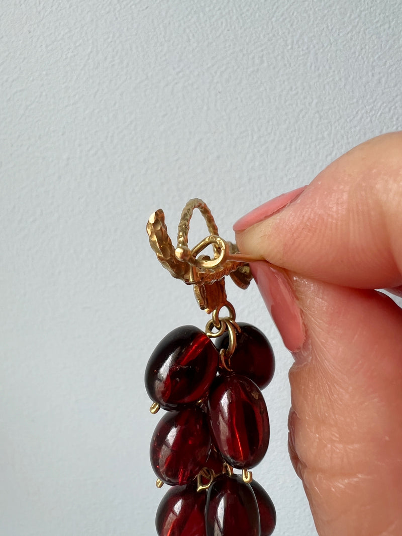 Antique garnet 18K gold Grapes Brooch